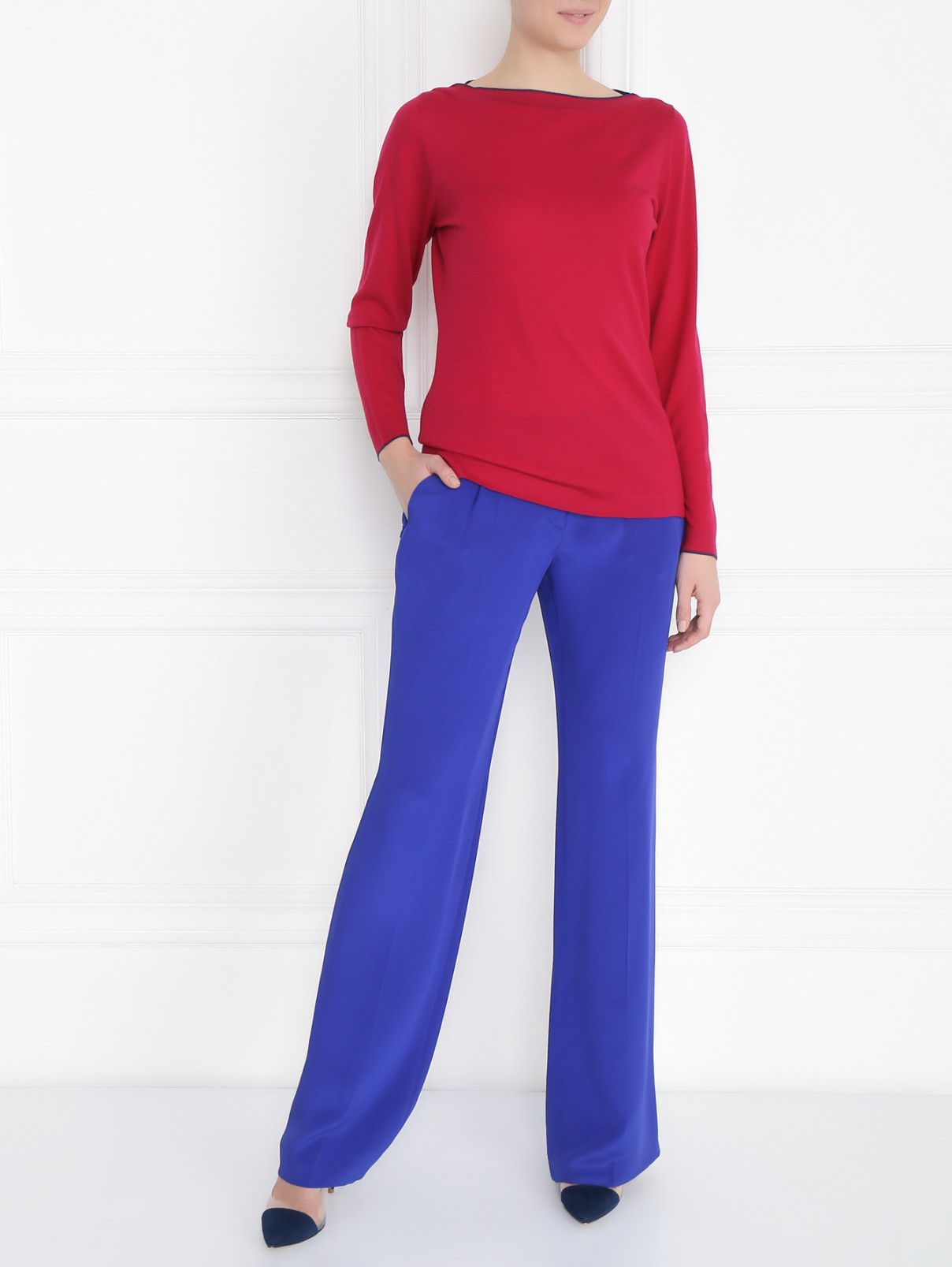 Широкие брюки свободного кроя Akris  –  Модель Общий вид  – Цвет:  Синий