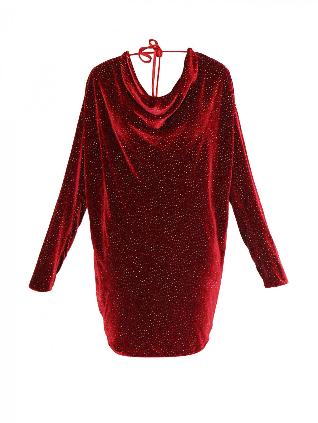 Платье шелковое декорированное стразами Rhea Costa  –  Общий вид  – Цвет:  Красный