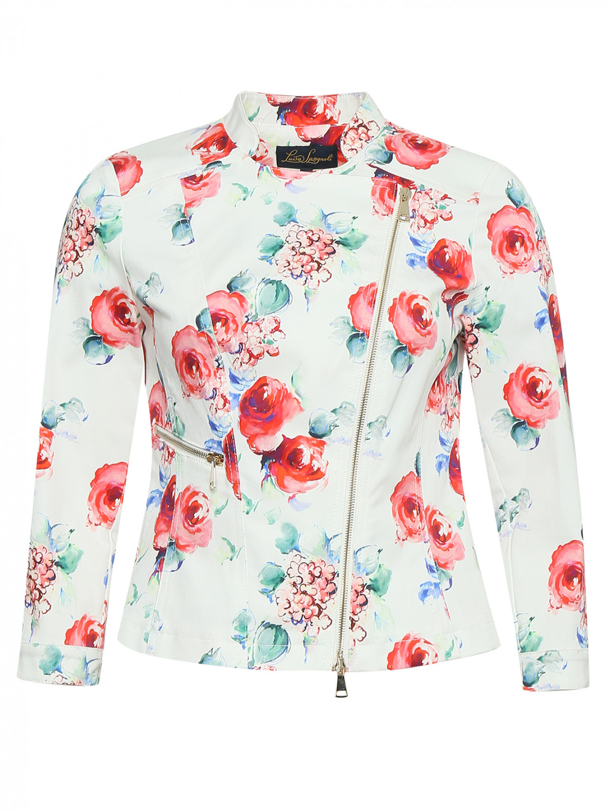 Куртка из хлопка с цветочным узором Luisa Spagnoli  –  Общий вид  – Цвет:  Узор