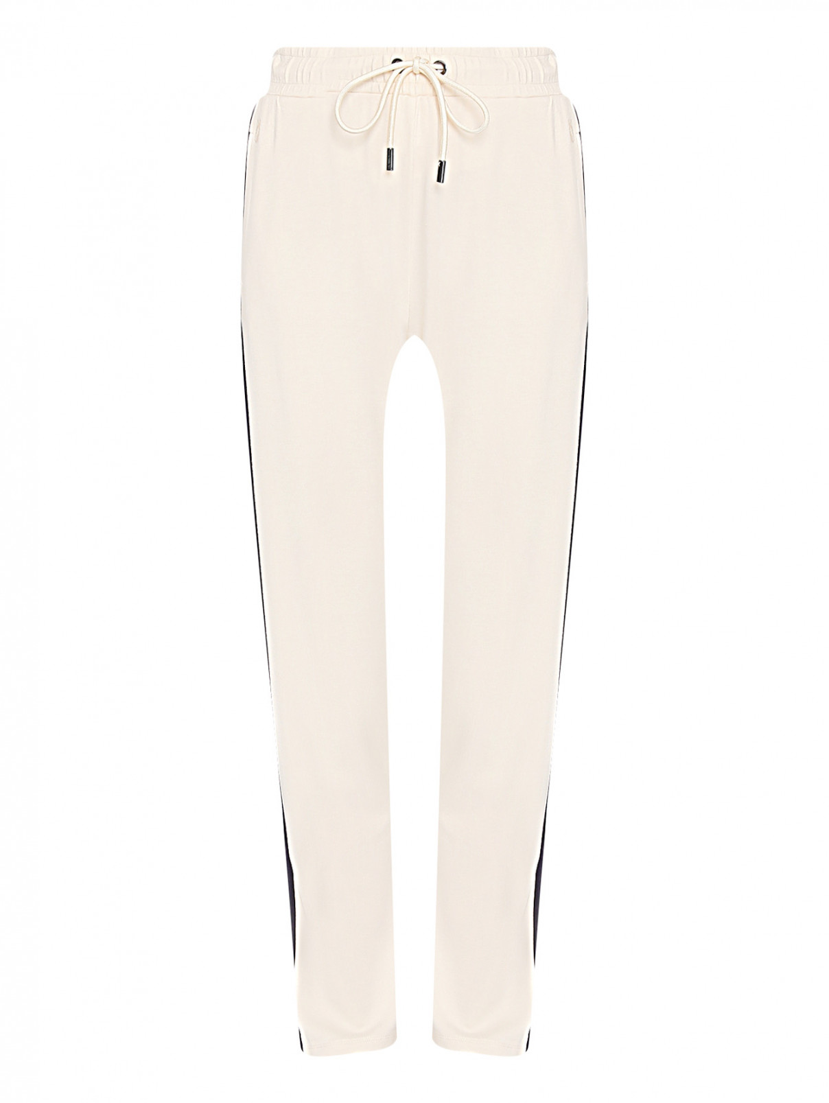Трикотажные брюки на резинке с лампасами Weekend Max Mara  –  Общий вид  – Цвет:  Белый