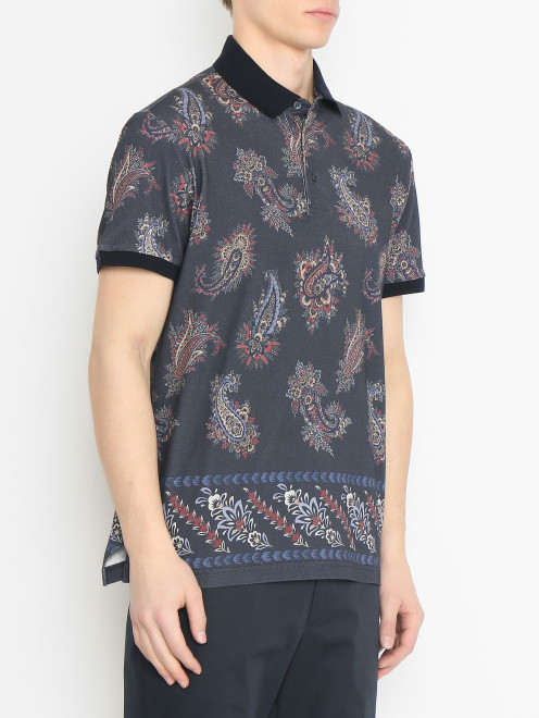 Поло из хлопка с узором Etro - МодельВерхНиз