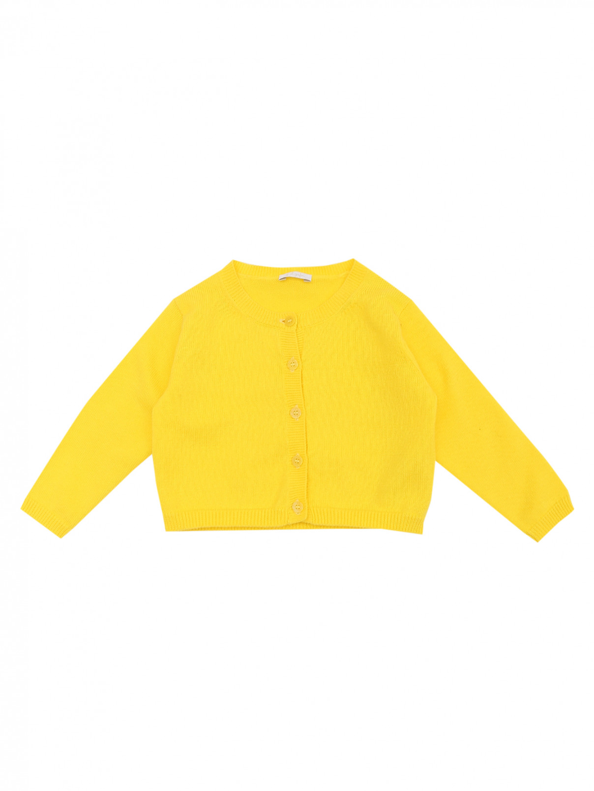 Кардиган из хлопка мелкой вязки Il Gufo  –  Общий вид  – Цвет:  Желтый