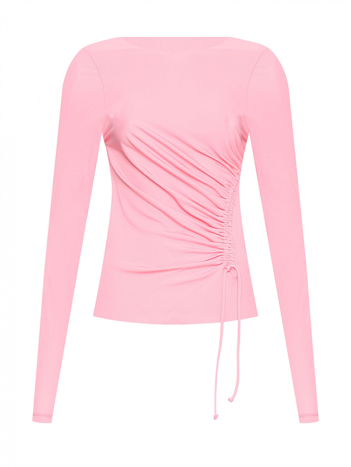 Однотонная блуза из вискозы со сборкой Rohe  –  Общий вид  – Цвет:  Розовый