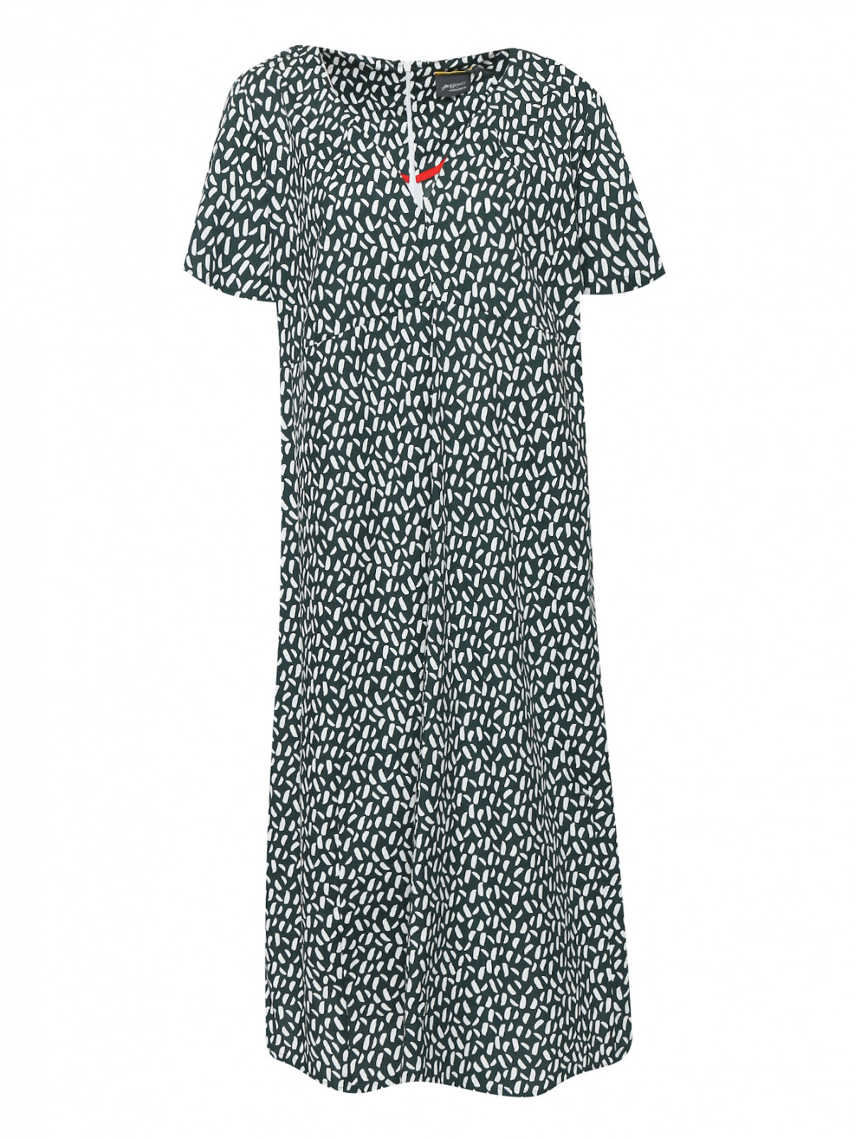 Платье-миди из хлопка с узором Marina Rinaldi  –  Общий вид  – Цвет:  Узор