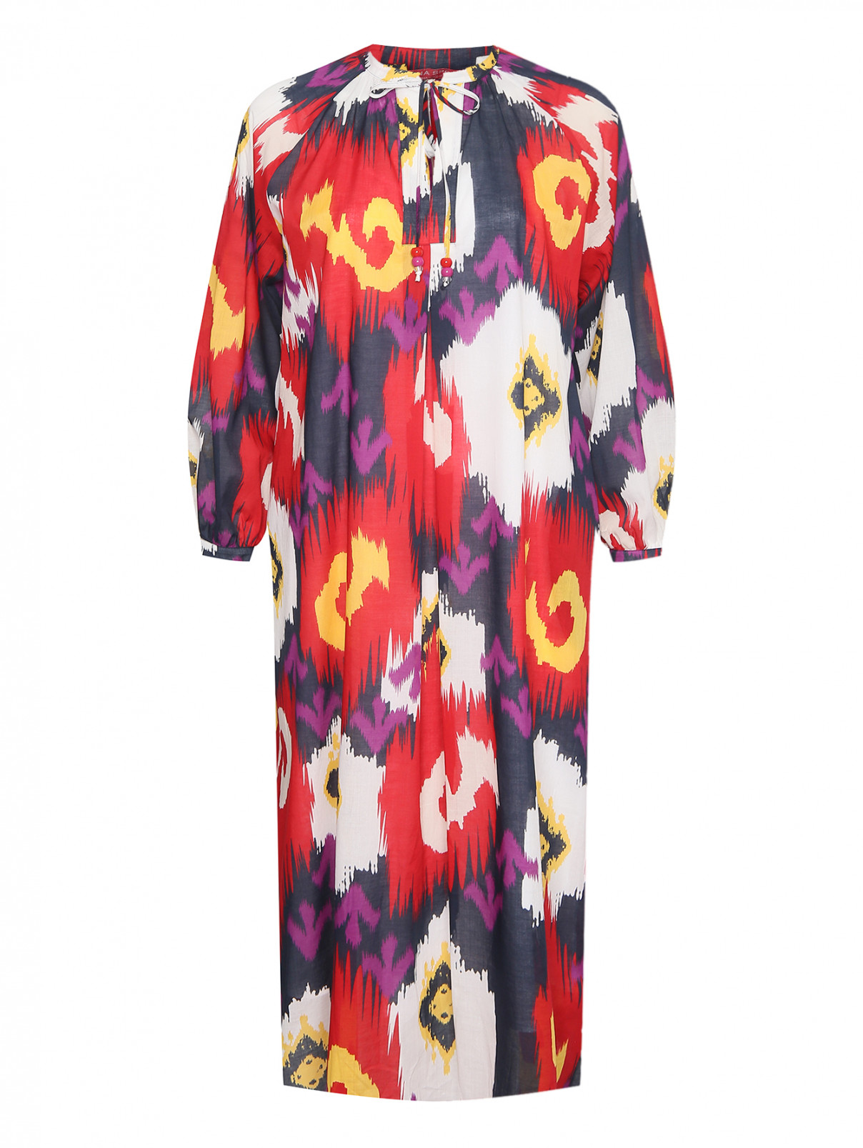 Платье из хлопка с узором Marina Rinaldi  –  Общий вид  – Цвет:  Мультиколор