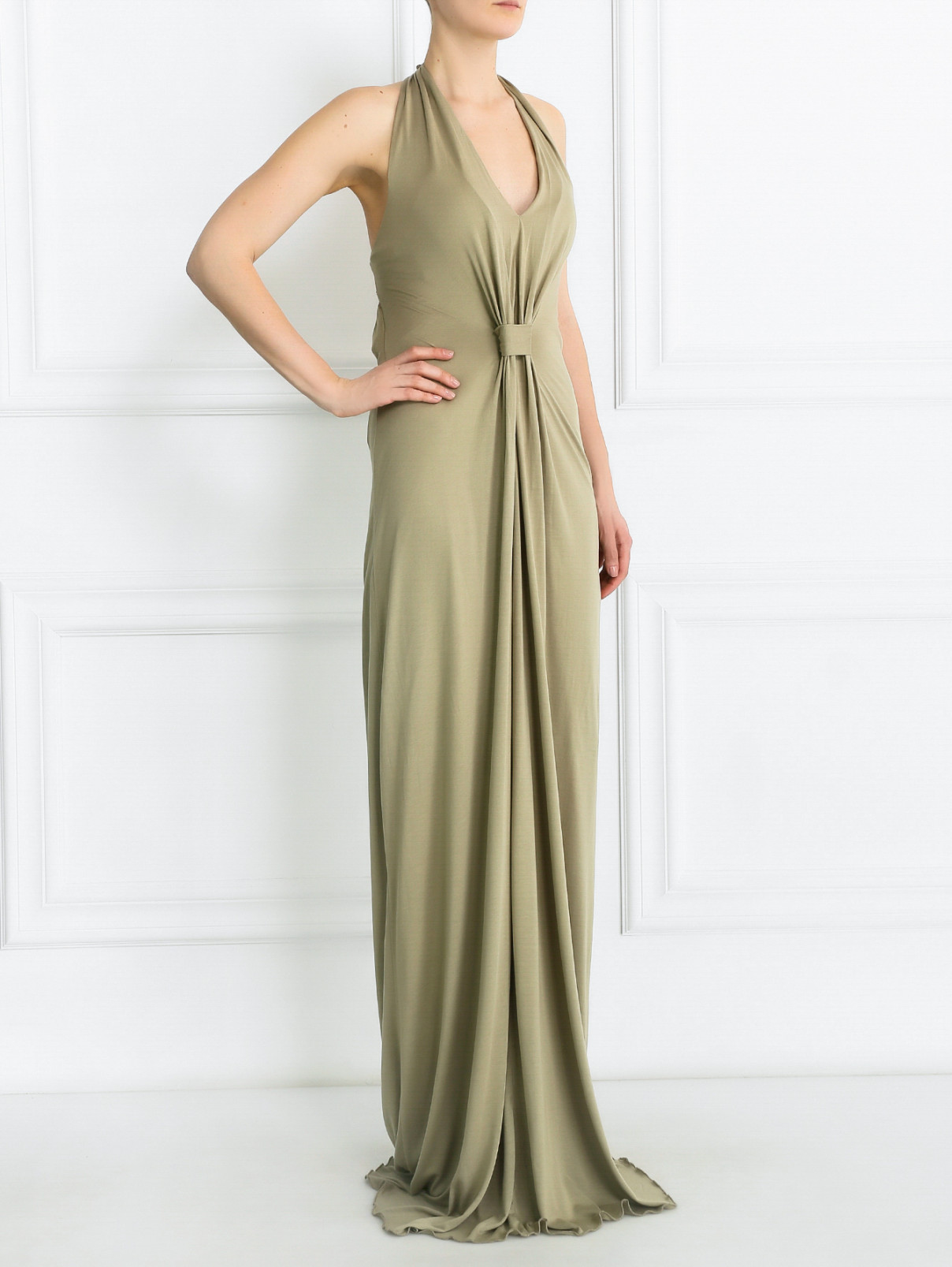 Платье-макси с драпировкой Paul Smith  –  Модель Общий вид  – Цвет:  Зеленый