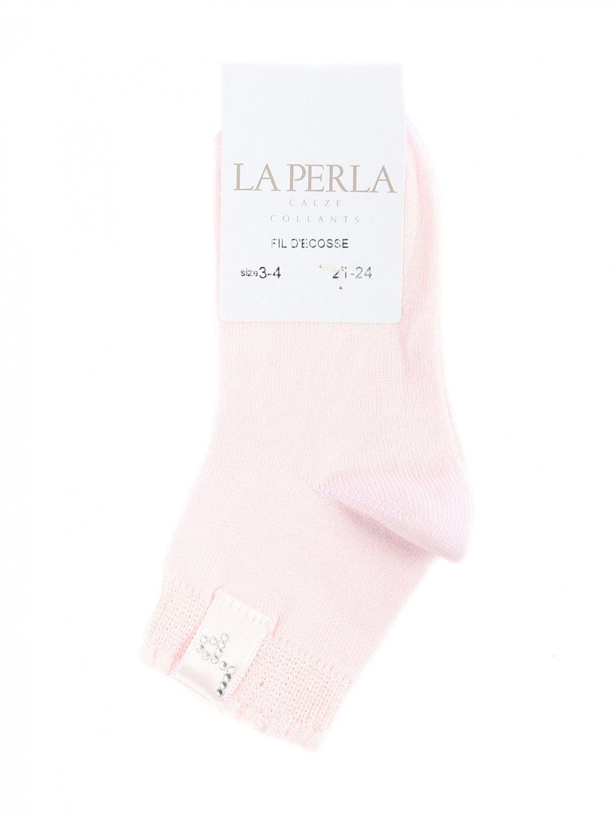 Носки из хлопка декорированные стразами La Perla  –  Общий вид  – Цвет:  Розовый