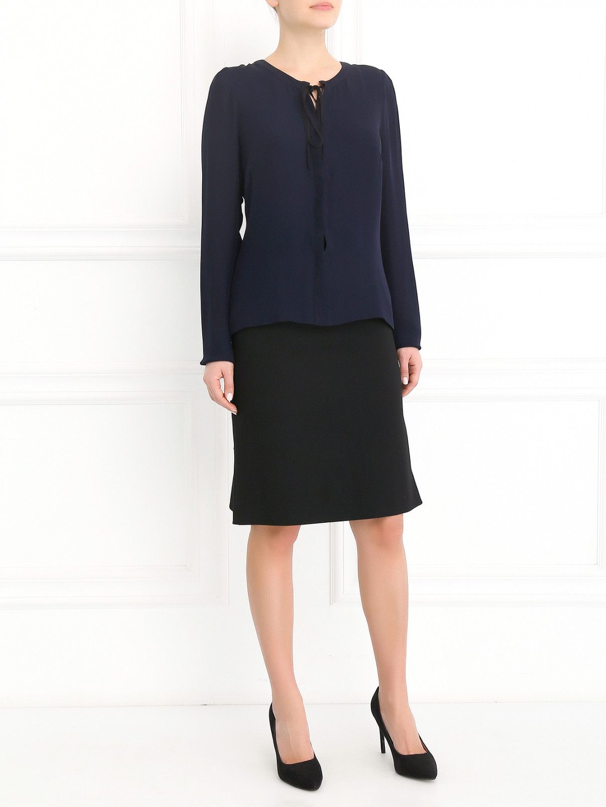 Блуза из шелка Barbara Bui  –  Модель Общий вид  – Цвет:  Синий