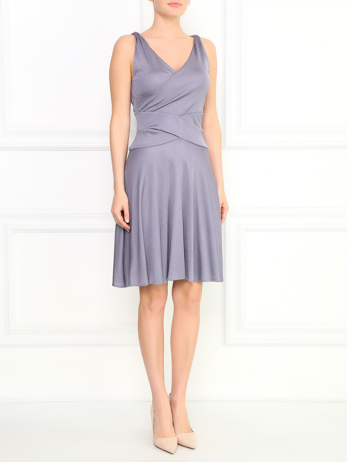 Трикотажное платье с драпировками Emporio Armani  –  Модель Общий вид  – Цвет:  Серый