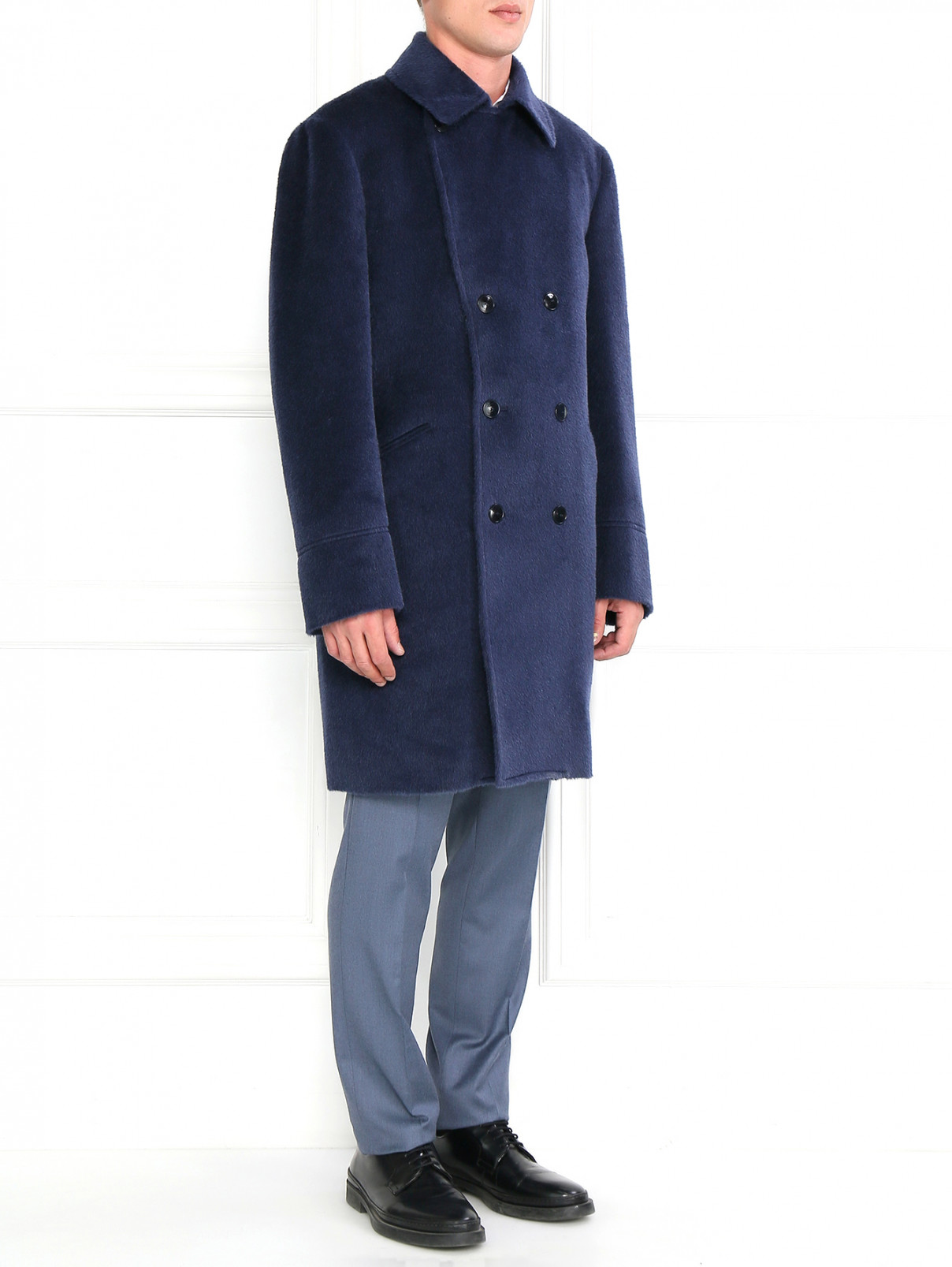 Двубортное пальто из шерсти ламы Etro  –  Модель Общий вид  – Цвет:  Синий