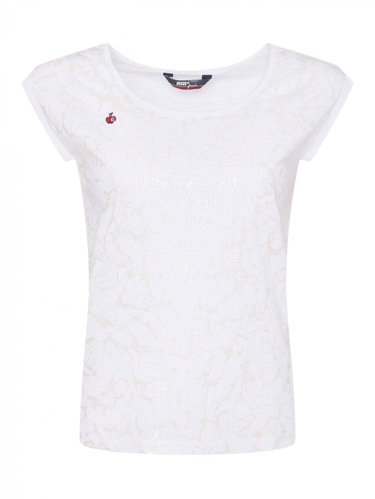 Трикотажная футболка с вышивкой BOSCO  –  Общий вид  – Цвет:  Белый