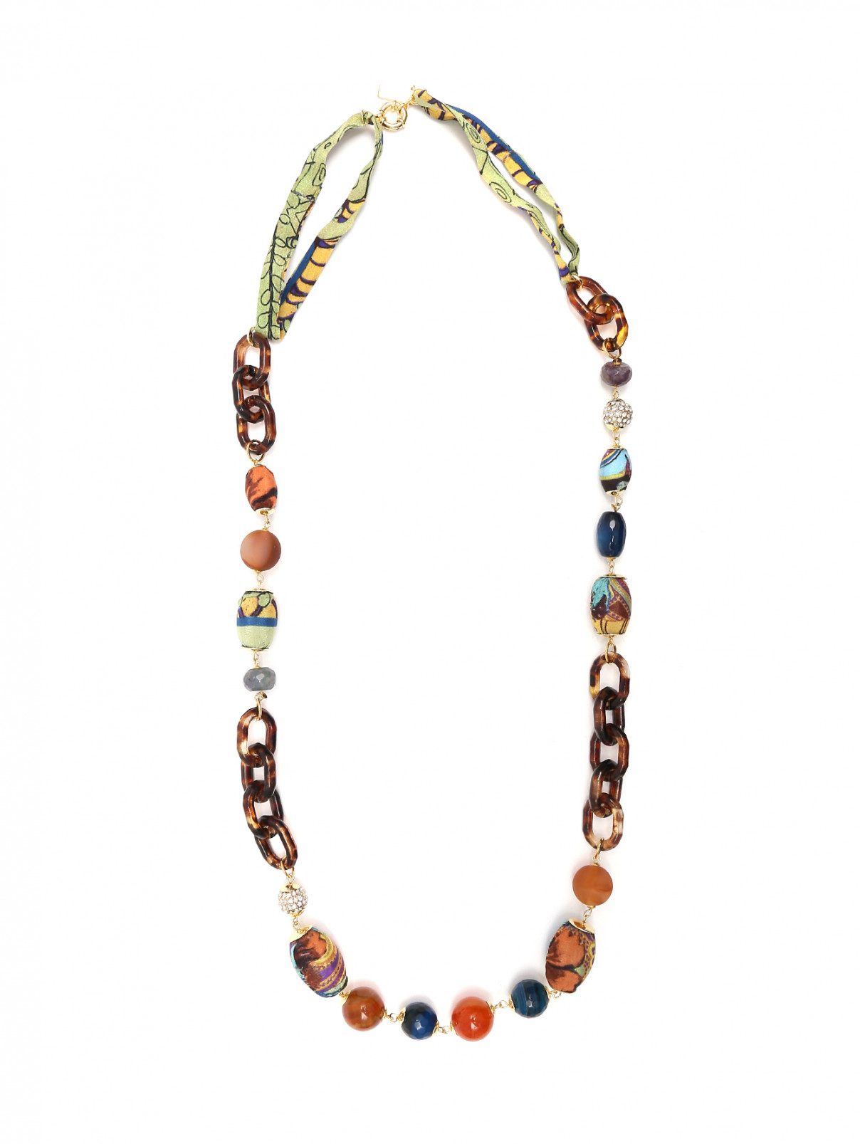 Ожерелье из меди и шелка с кристаллами Etro  –  Общий вид  – Цвет:  Мультиколор