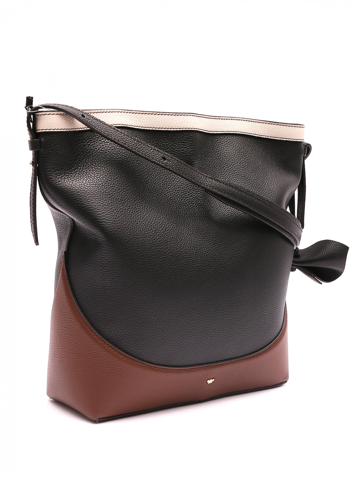 Комбинированная сумка из кожи Weekend Max Mara  –  Обтравка1  – Цвет:  Черный