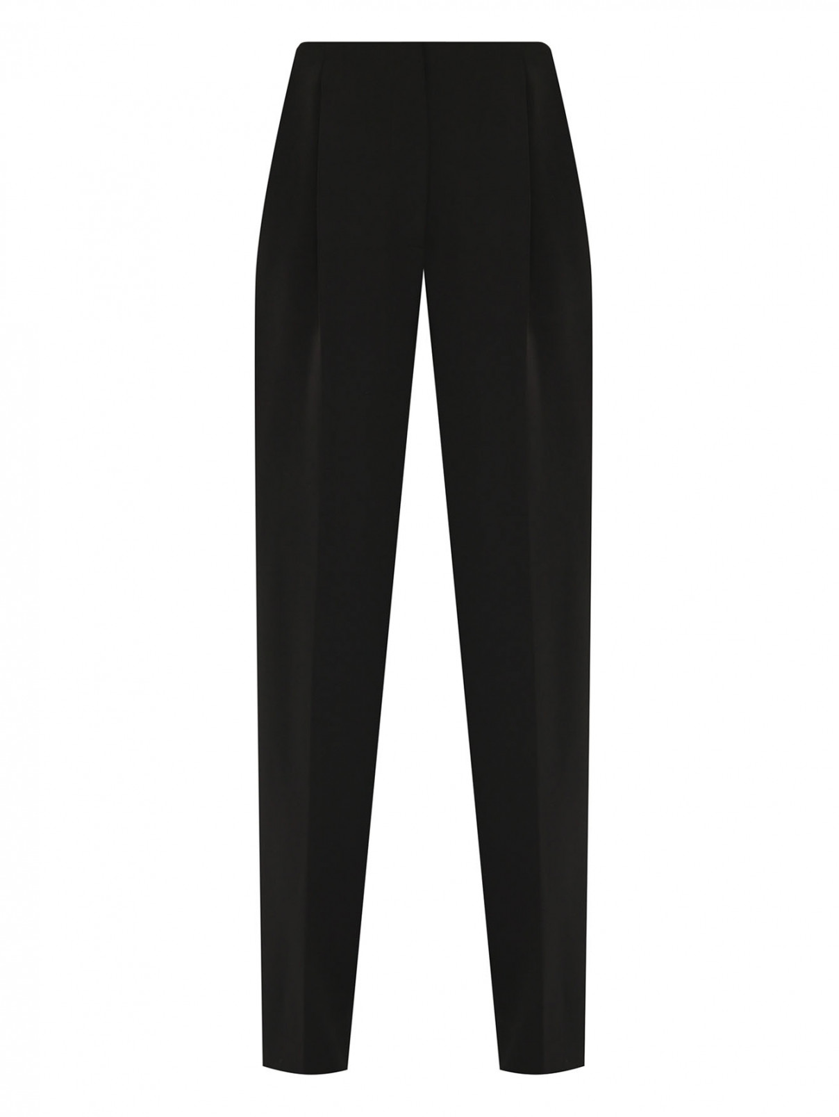 Однотонные брюки с высокой посадкой LARDINI  –  Общий вид  – Цвет:  Черный