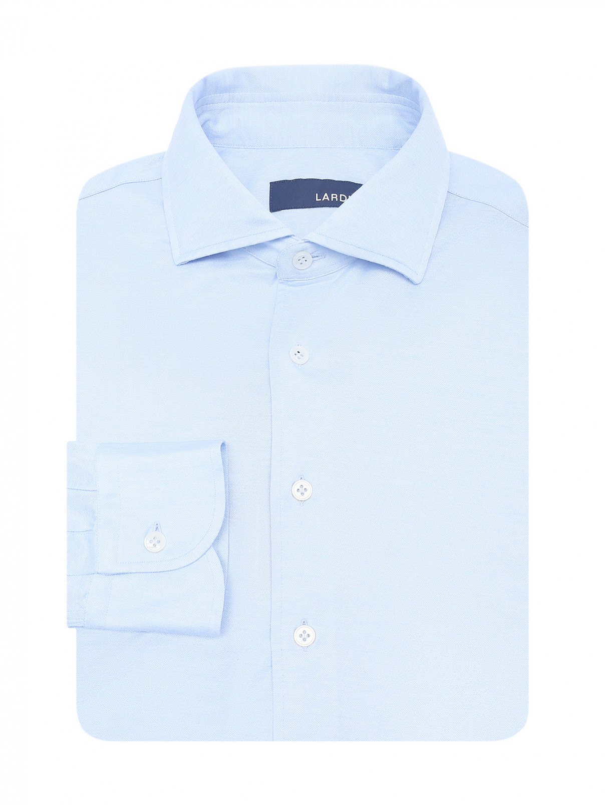 Однотонная рубашка из хлопка LARDINI  –  Общий вид  – Цвет:  Синий
