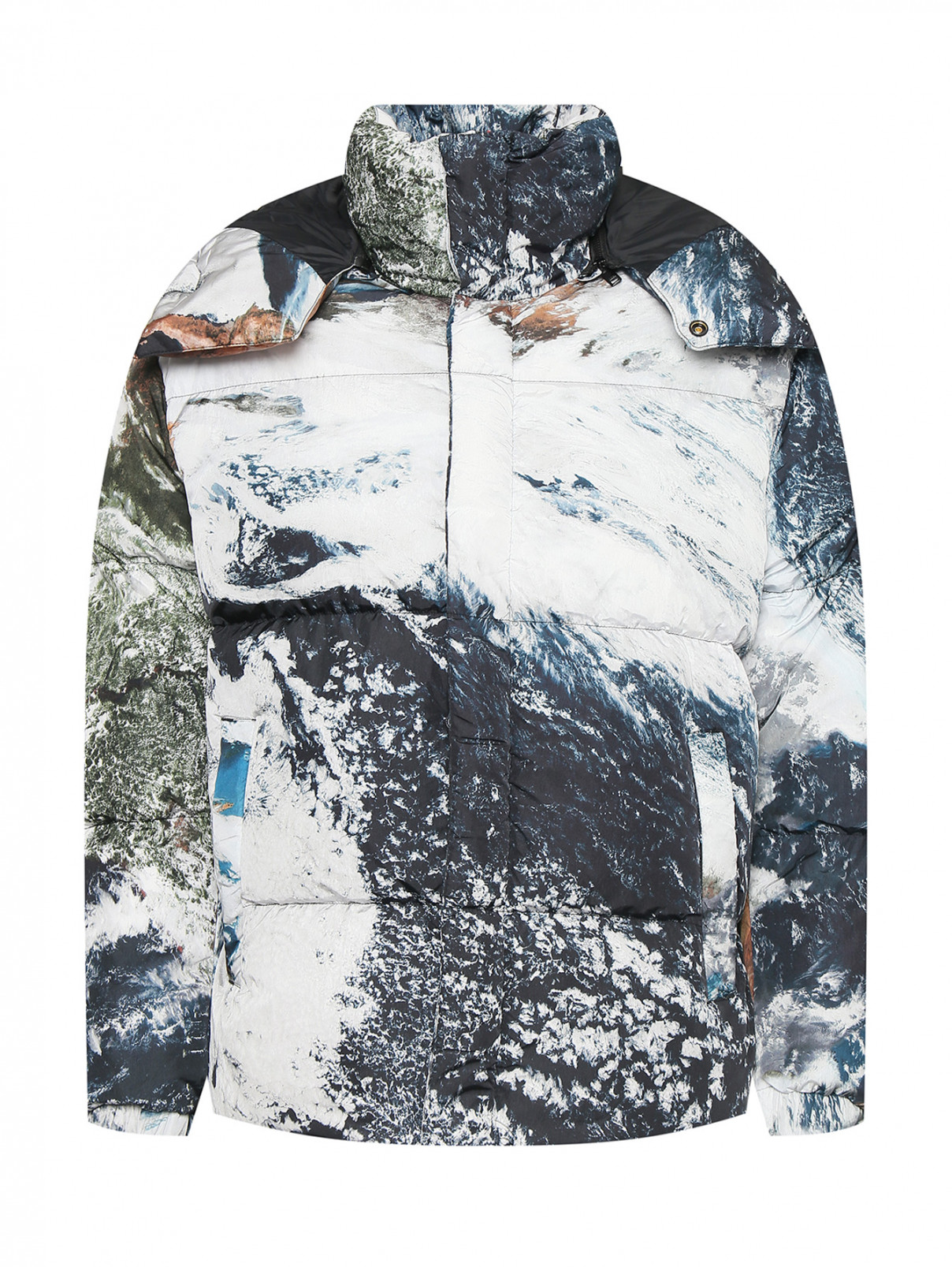 Стеганая куртка с капюшоном на молнии Diesel  –  Общий вид  – Цвет:  Мультиколор