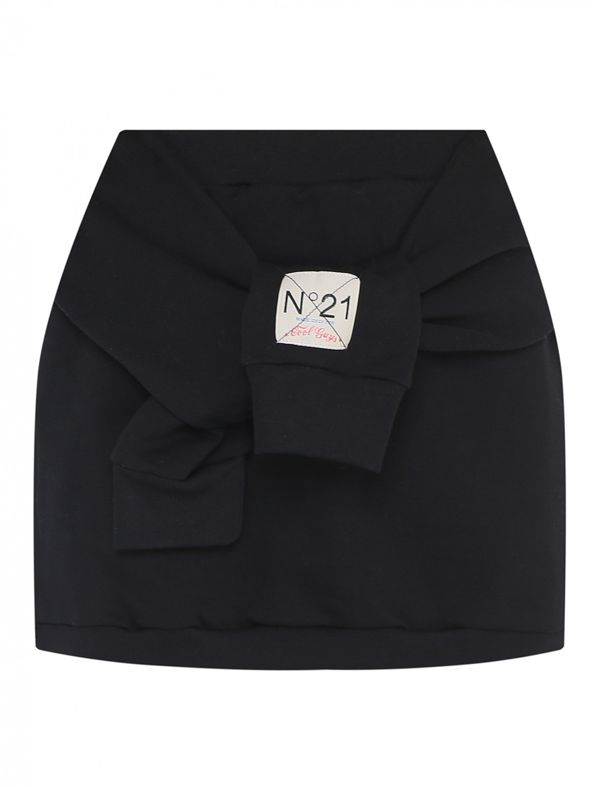 Трикотажная юбка с декоративными рукавами N21  –  Общий вид  – Цвет:  Черный