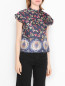 Блуза из шелка с цветочным узором на пуговицах Etro  –  МодельВерхНиз