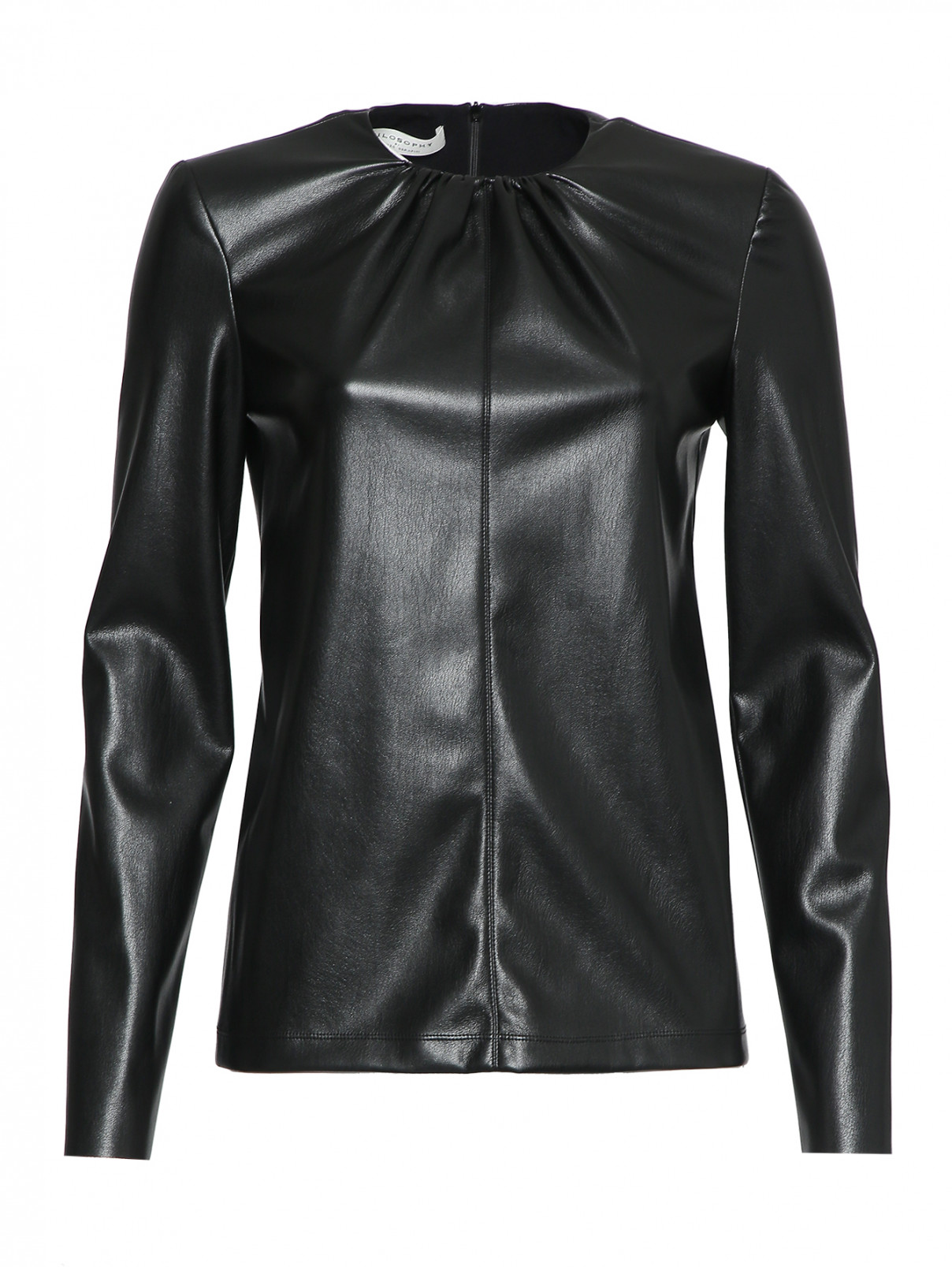 Блуза из искусственной кожи Philosophy di Lorenzo Serafini  –  Общий вид  – Цвет:  Черный
