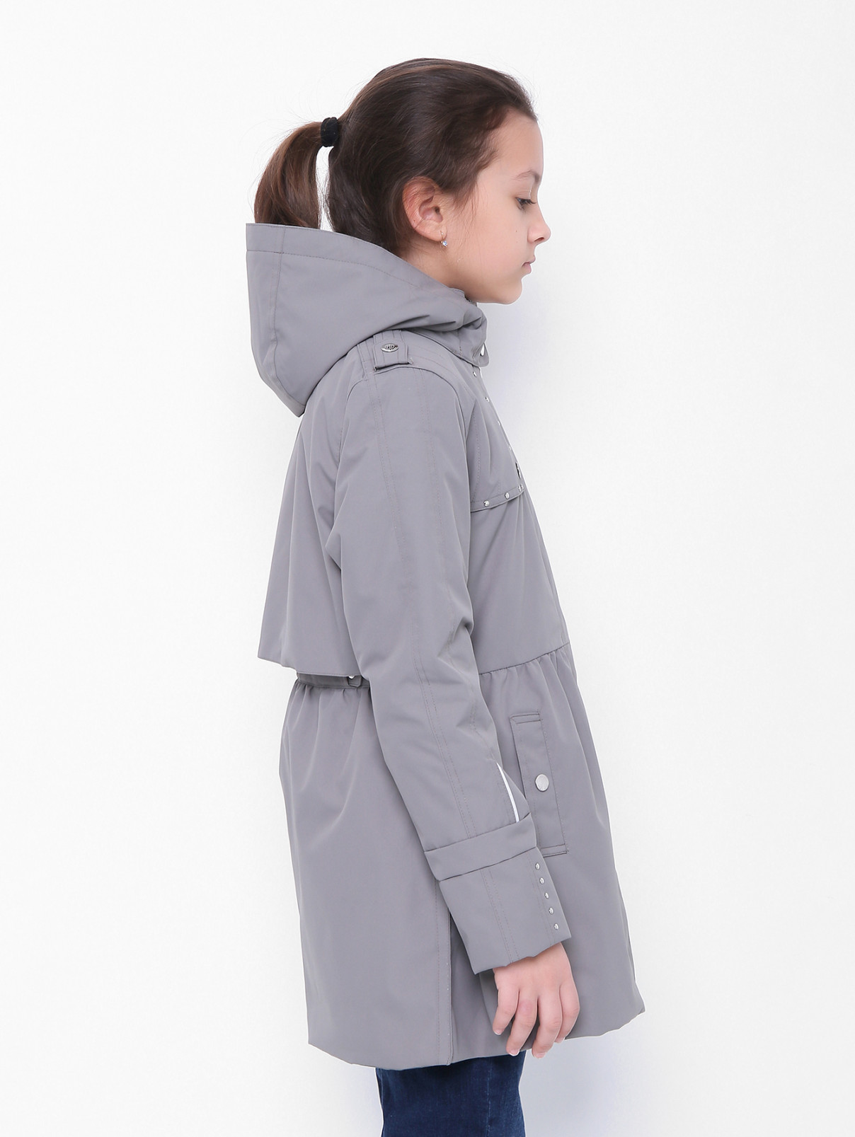 Утепленное пальто с металлическим декором Poivre Blanc  –  МодельВерхНиз2  – Цвет:  Зеленый