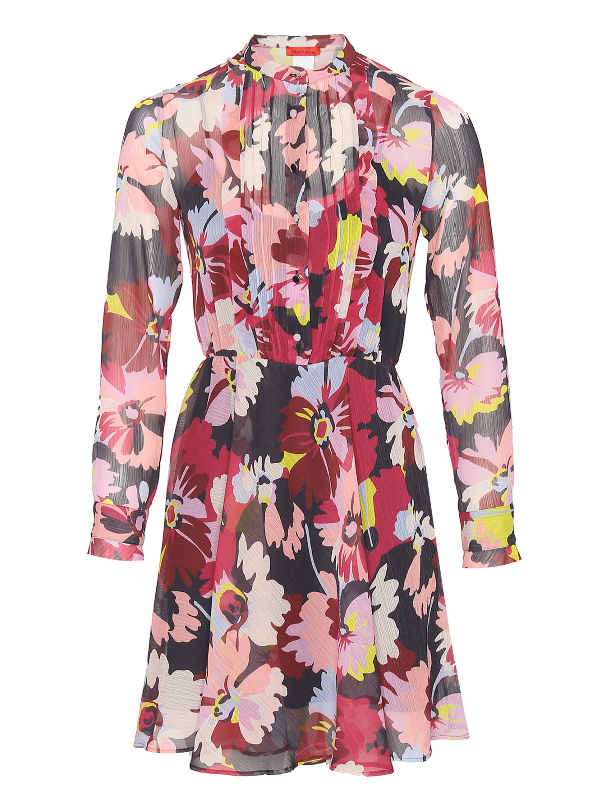 Платье из шифона с узором цветы Max&Co  –  Общий вид  – Цвет:  Узор