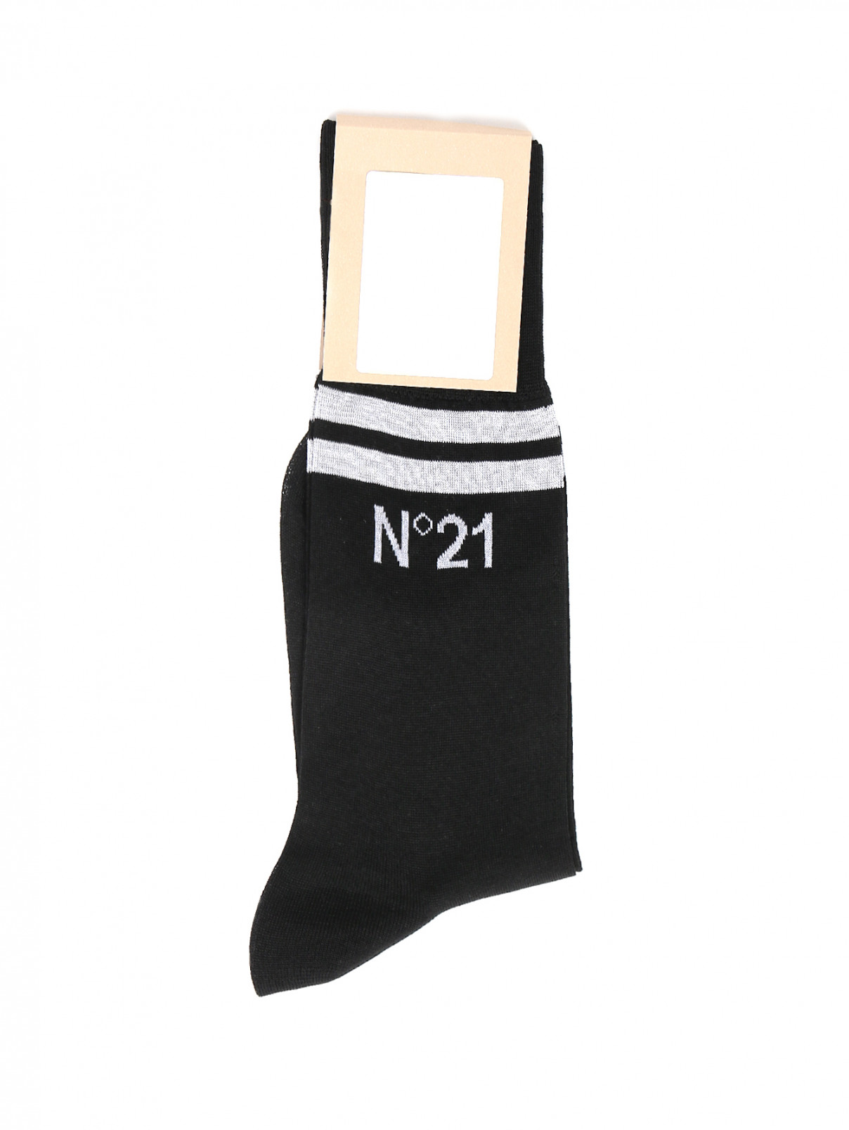 Носки хлопковые с принтом N21  –  Общий вид  – Цвет:  Черный