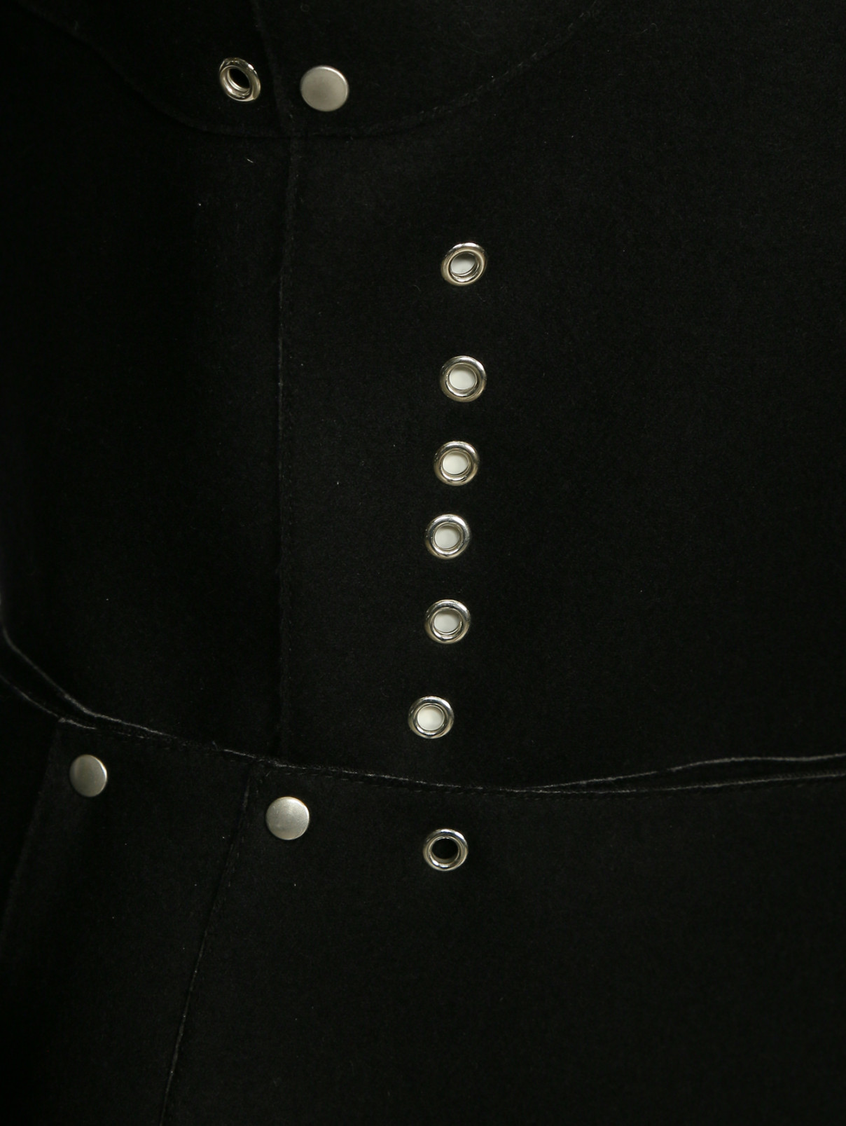 Топ из шерсти с отстегивающимися рукавами и баской Jean Paul Gaultier  –  Деталь1  – Цвет:  Черный