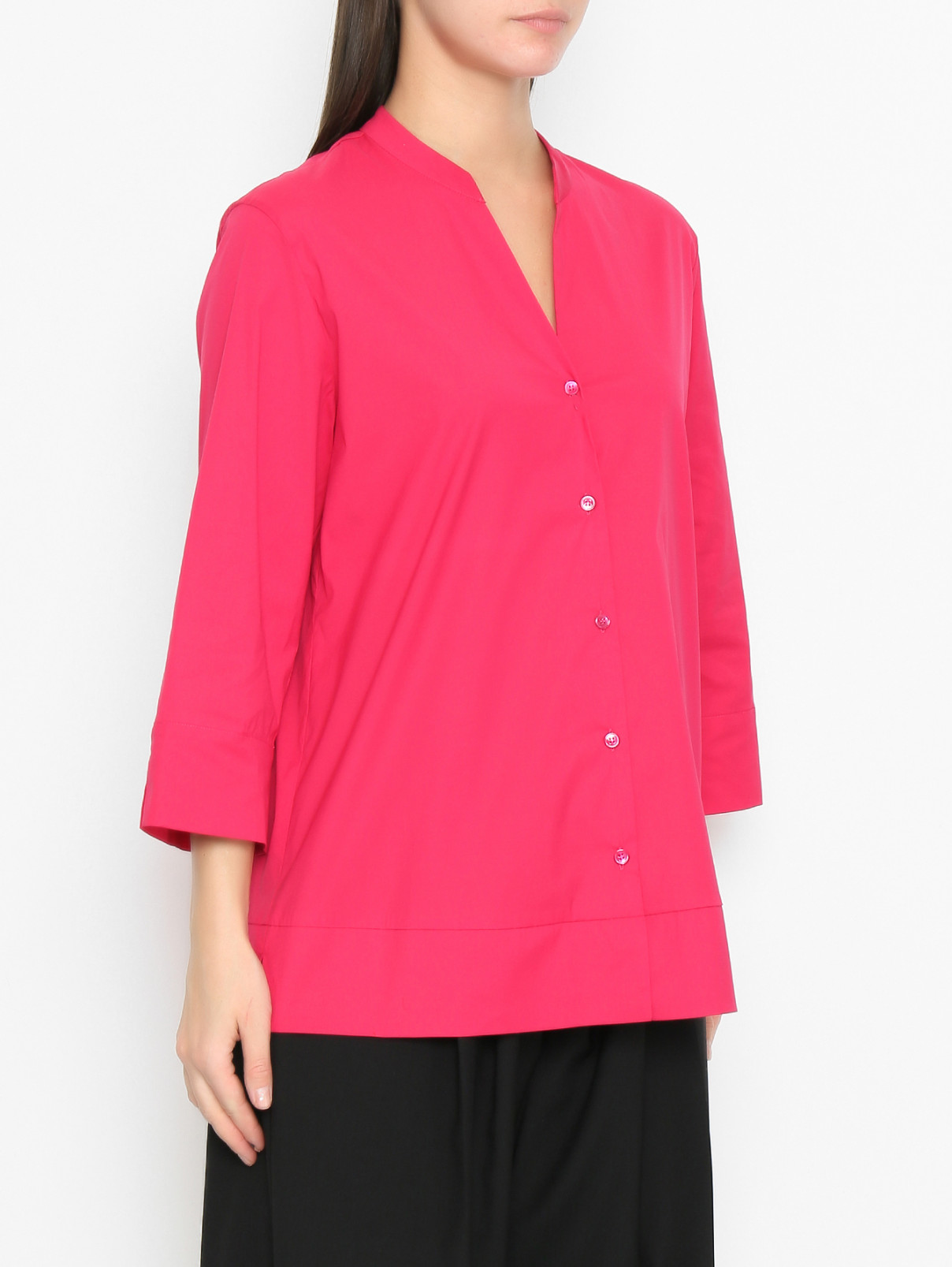 Рубашка из смешанного хлопка на пуговицах Marina Rinaldi  –  МодельВерхНиз  – Цвет:  Фиолетовый