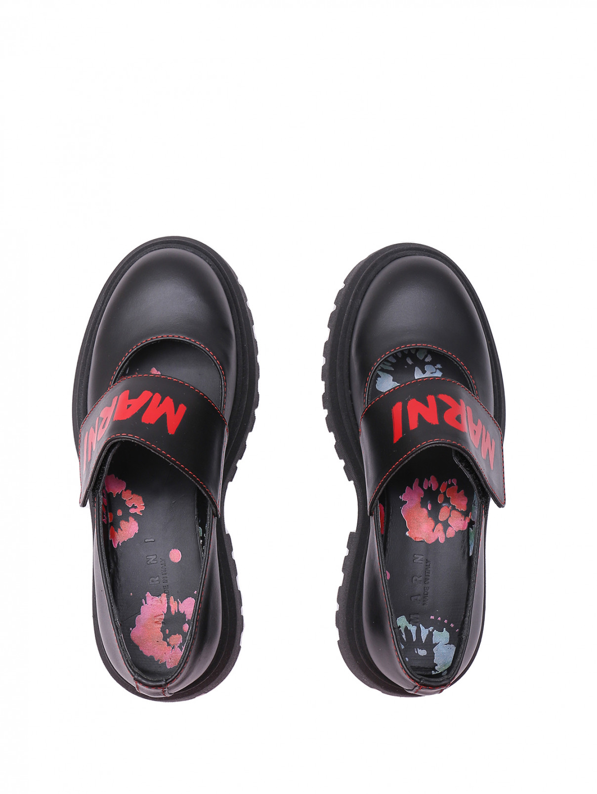 Кожаные туфли на липучке Marni  –  Обтравка4  – Цвет:  Черный