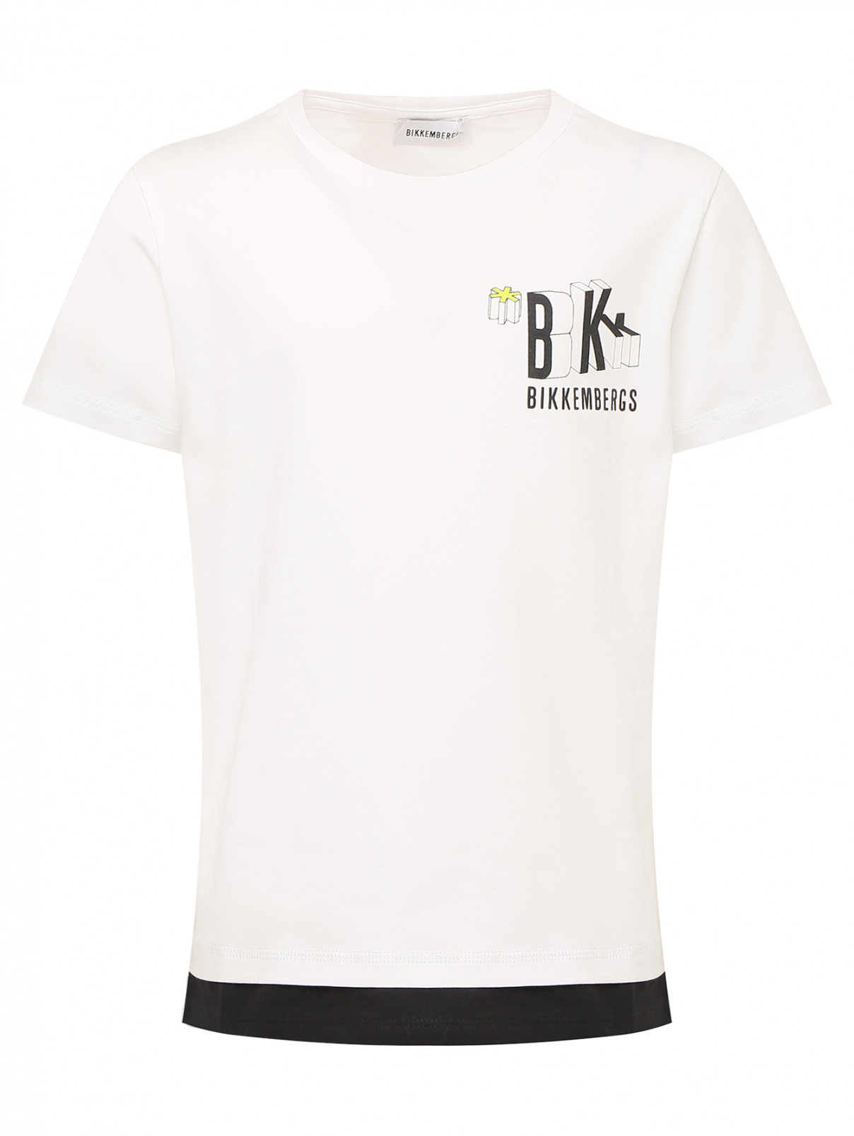 Футболка из хлопка декорированная принтом Bikkembergs  –  Общий вид  – Цвет:  Белый