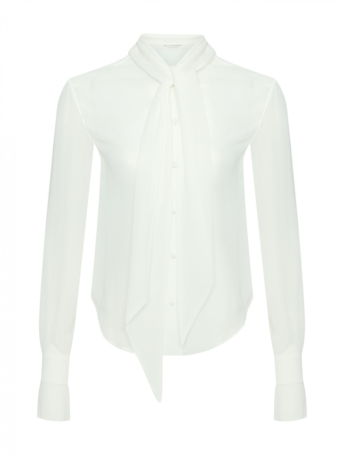 Полупрозрачная блуза из вискозы Philosophy di Lorenzo Serafini  –  Общий вид  – Цвет:  Белый