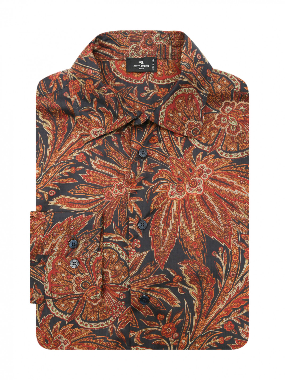 Рубашка из хлопка с узором Etro  –  Общий вид  – Цвет:  Коричневый