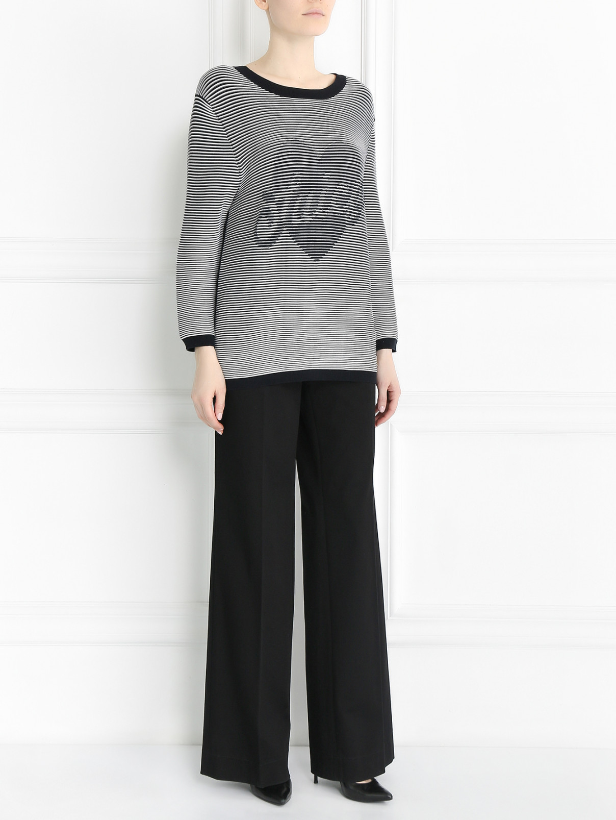 Широкие брюки из хлопка прямого кроя Barbara Bui  –  Модель Общий вид  – Цвет:  Черный