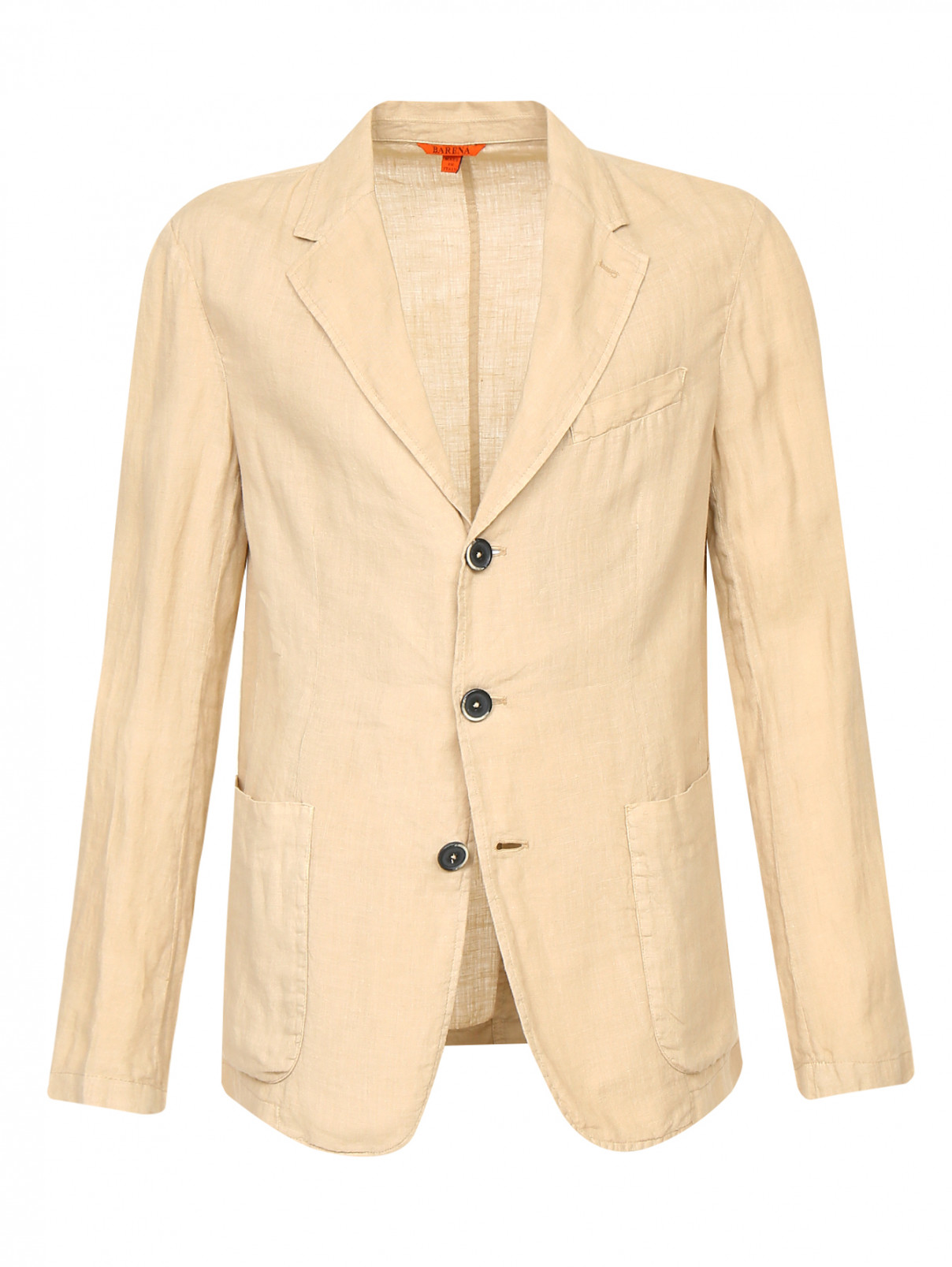 Пиджак из льна  прямого кроя Barena  –  Общий вид  – Цвет:  Бежевый