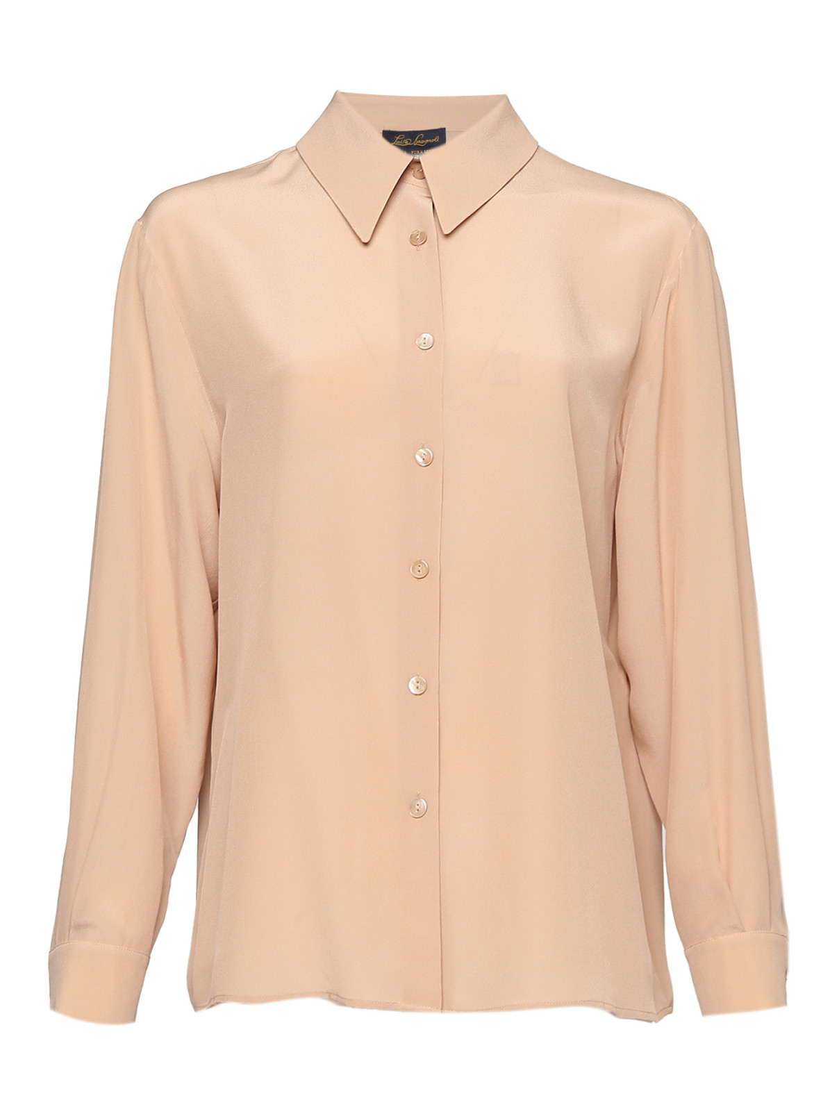 Блуза из шелка свободного кроя Luisa Spagnoli  –  Общий вид  – Цвет:  Бежевый