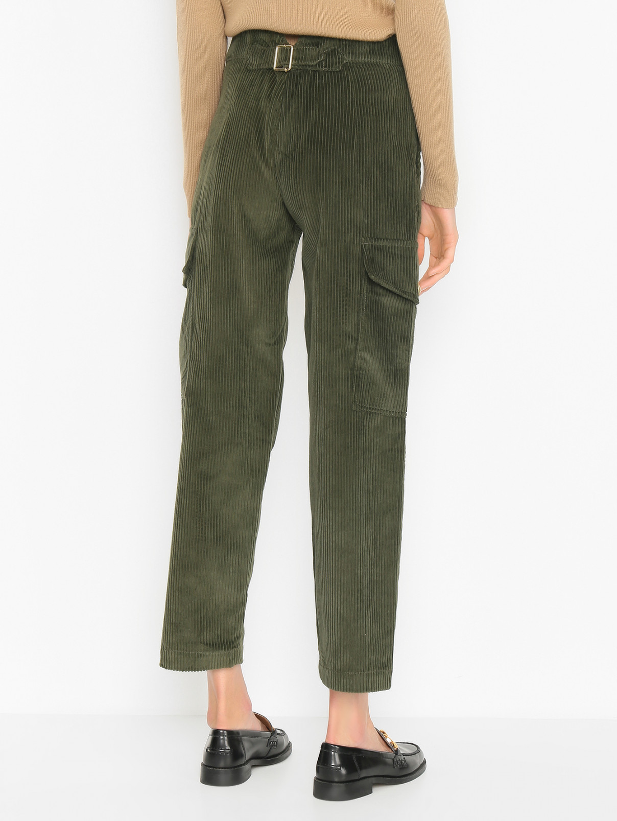 Хлопковые брюки с карманами и поясом сзади Luisa Spagnoli  –  МодельВерхНиз1  – Цвет:  Зеленый