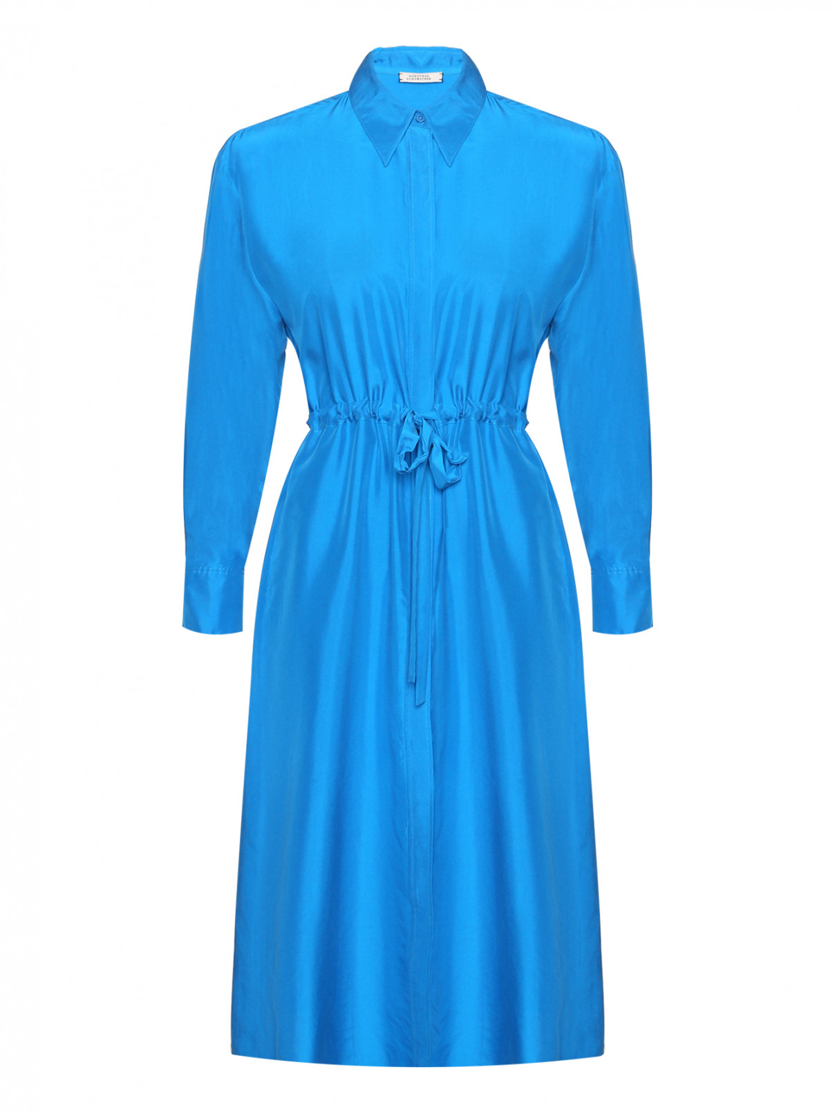 Платье-миди из шелка Dorothee Schumacher  –  Общий вид  – Цвет:  Синий