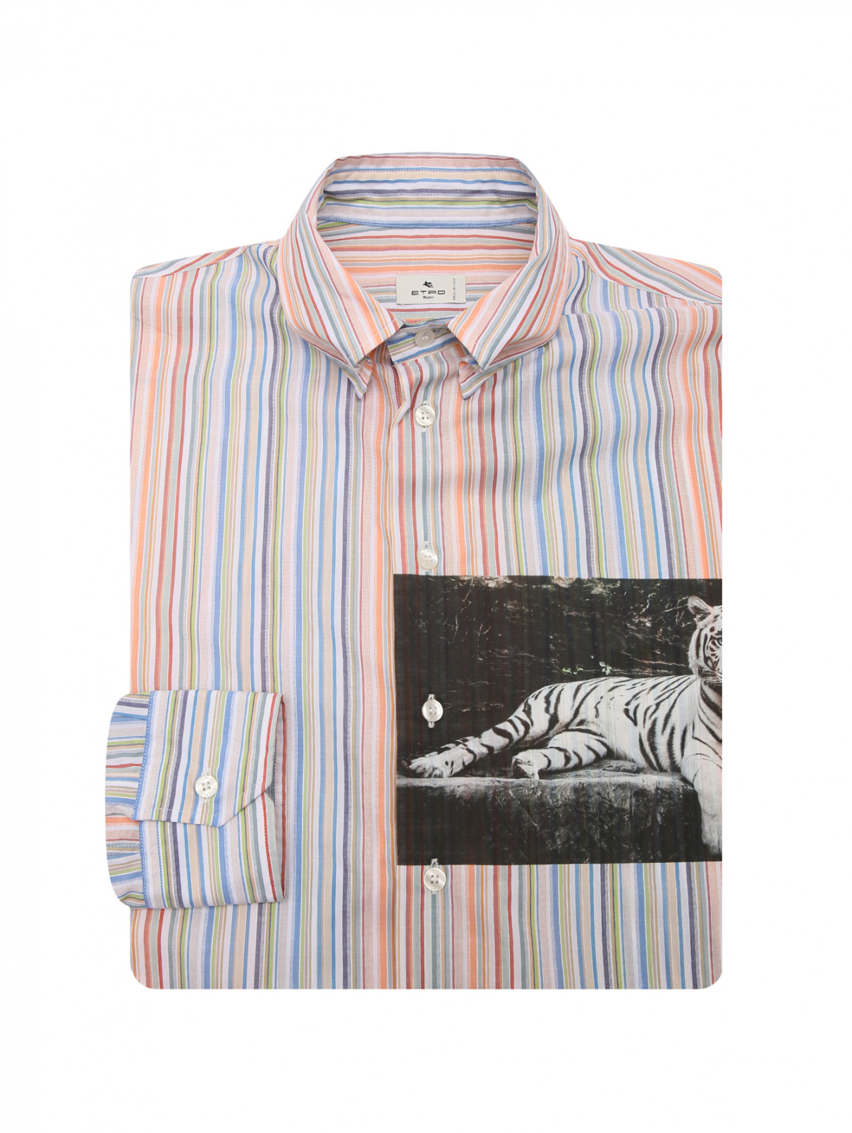 Рубашка из хлопка в полоску Etro  –  Общий вид  – Цвет:  Мультиколор
