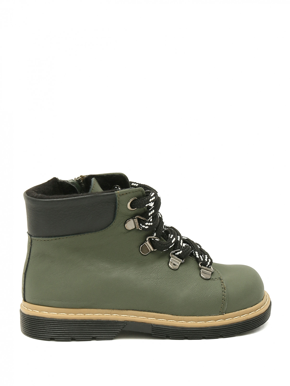 Ботинки из кожи на шнуровке Zecchino d`Oro  –  Обтравка1  – Цвет:  Зеленый