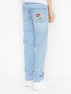 Хлопковые джинсы с аппликацией Stella McCartney kids  –  МодельВерхНиз1