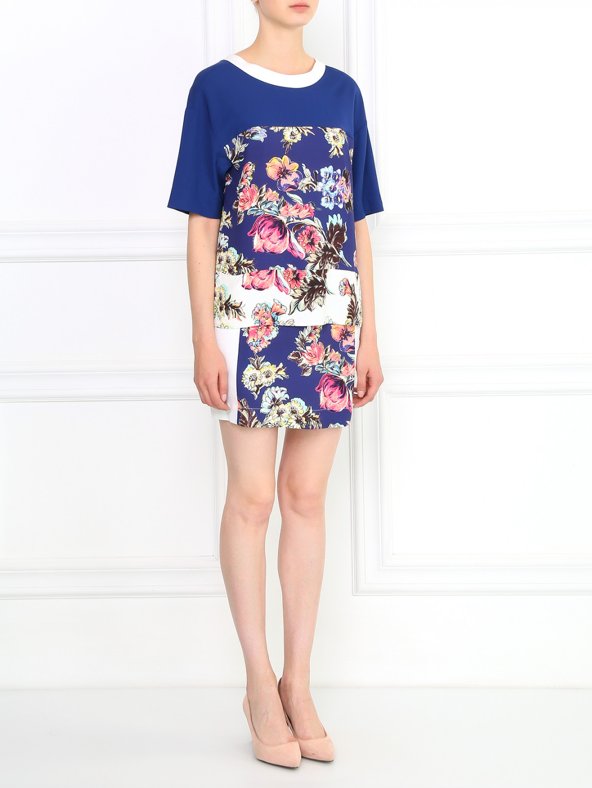 Платье-мини с цветочным узором Isola Marras  –  Модель Общий вид  – Цвет:  Узор