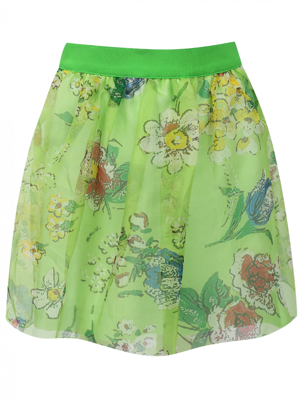 Шелковая юбка с цветочным узором MiMiSol  –  Общий вид  – Цвет:  Мультиколор