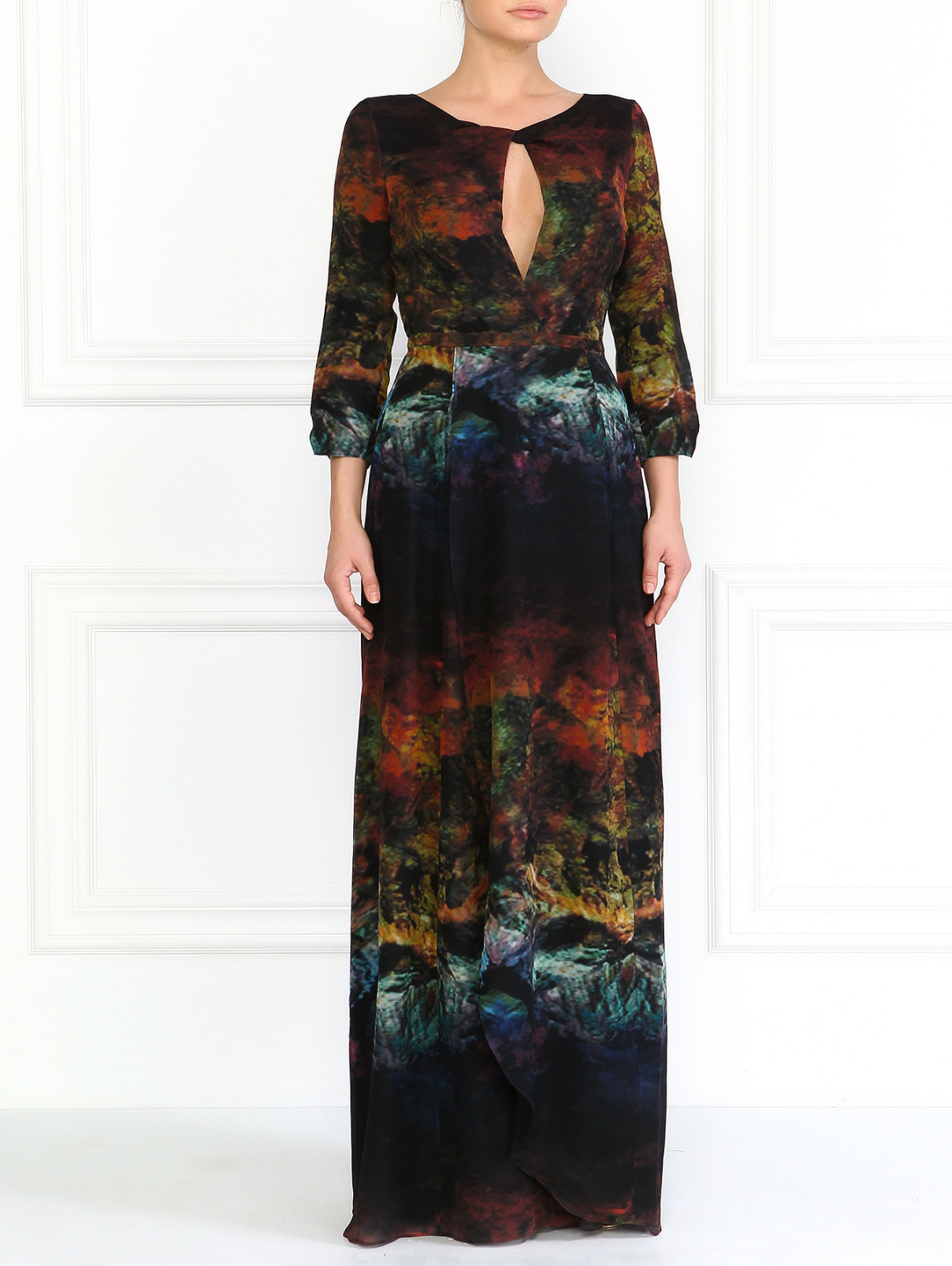 Шелковое платье с абстрактным принтом Felder Felder  –  Модель Общий вид  – Цвет:  Узор