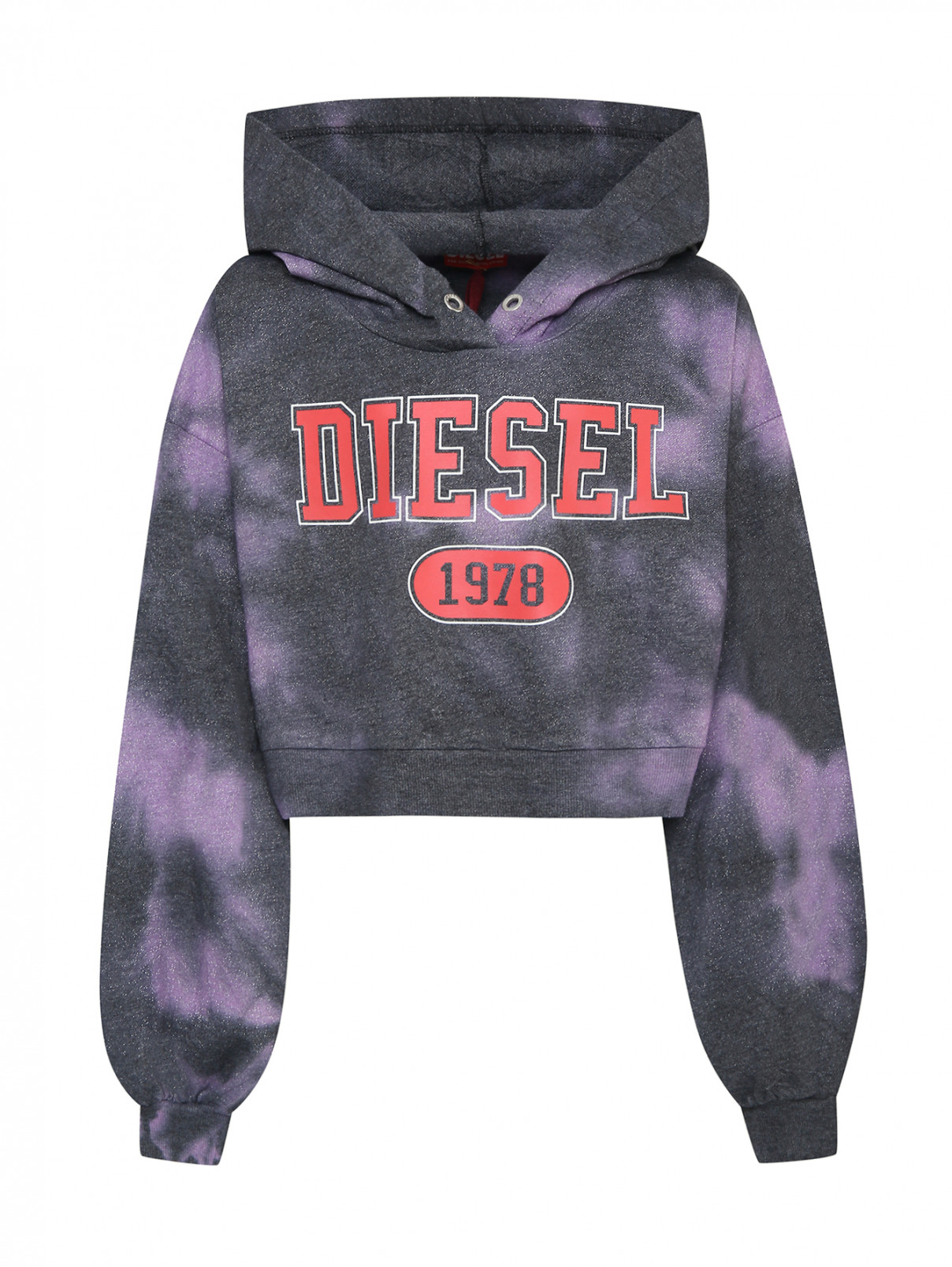Толстовка с капюшоном и принтом Diesel  –  Общий вид  – Цвет:  Фиолетовый