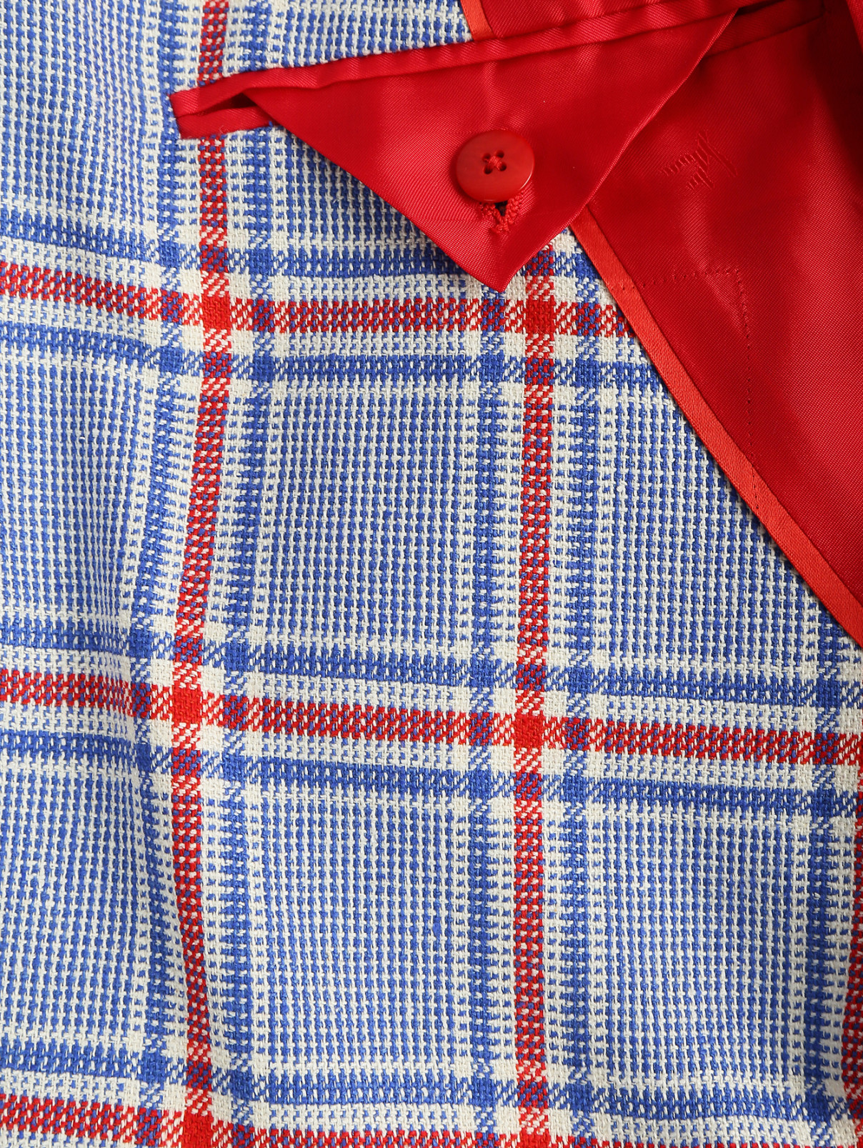 Пиджак однобортный из шерсти и шелка с узором "клетка" Isaia  –  Деталь2  – Цвет:  Синий