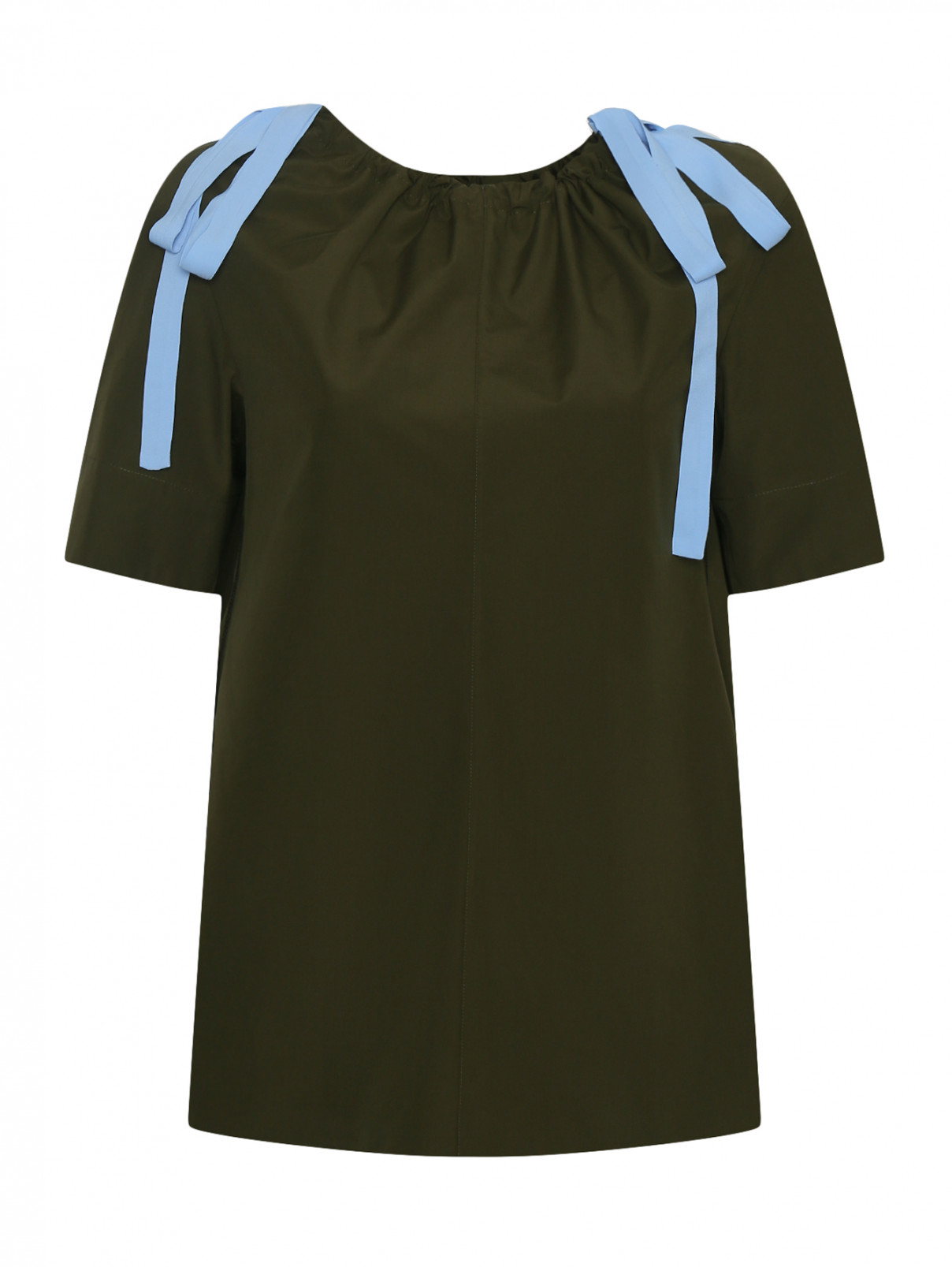 Блуза из хлопка свободного кроя с короткими рукавами Marni  –  Общий вид  – Цвет:  Зеленый