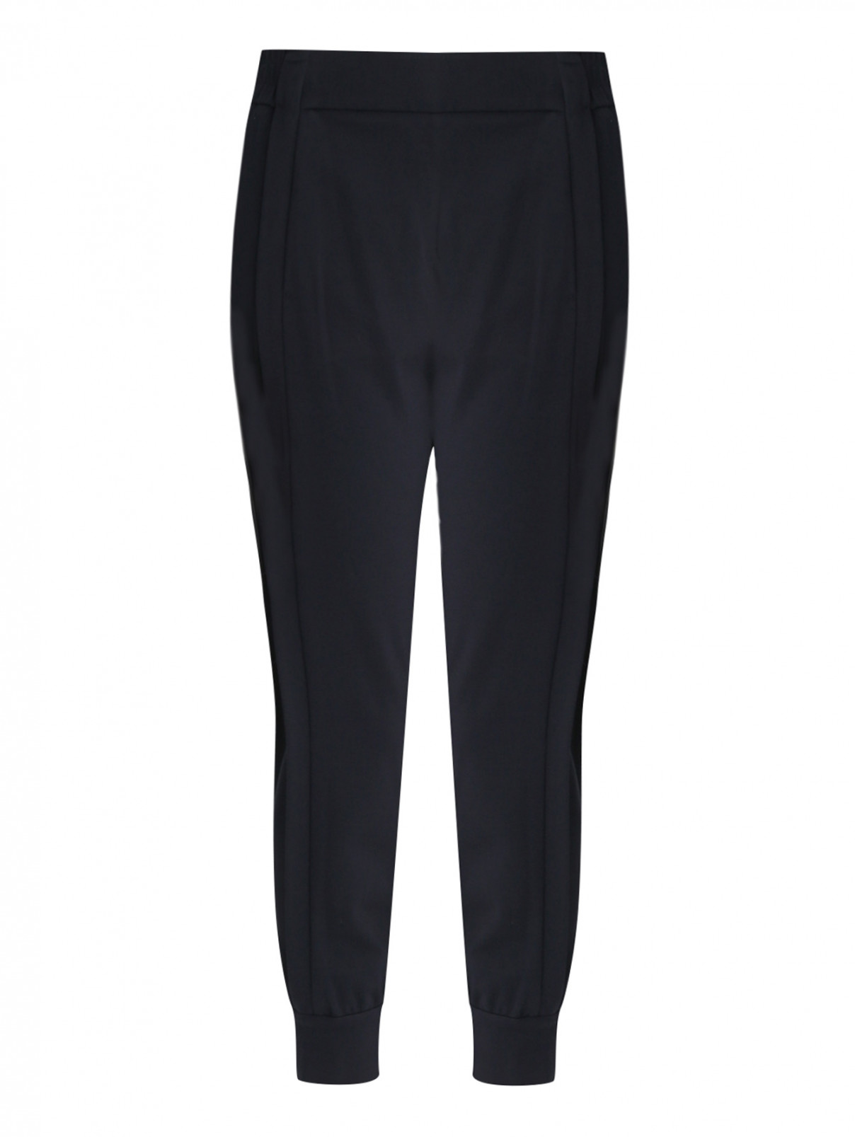 Трикотажные брюки с контрастной отделкой Dorothee Schumacher  –  Общий вид  – Цвет:  Синий