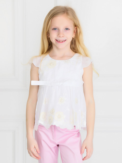 Блуза из хлопка с цветочной вышивкой I Pinco Pallino - Модель Верх-Низ