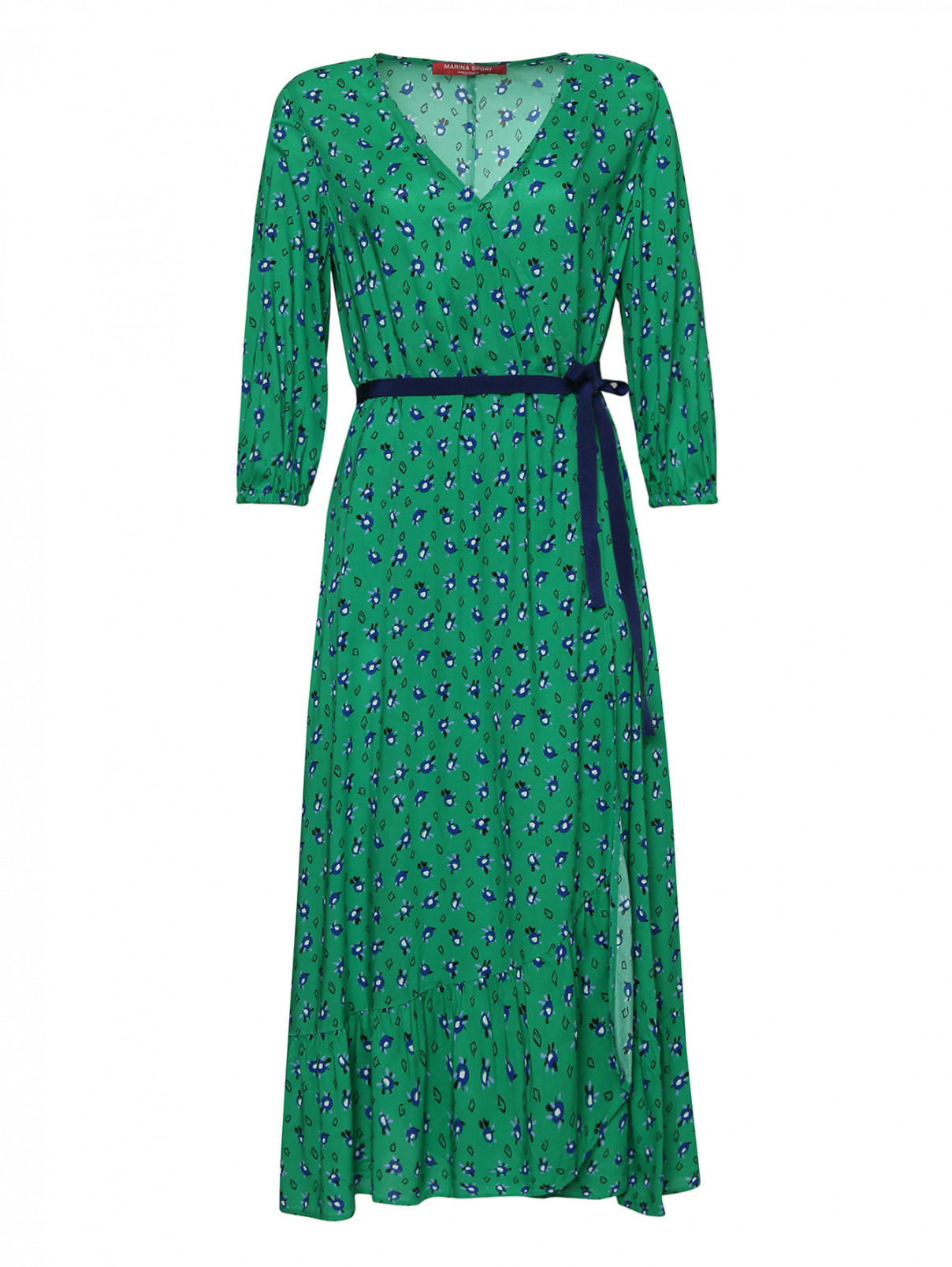 Платье из вискозы, с цветочным узором Marina Rinaldi  –  Общий вид  – Цвет:  Зеленый