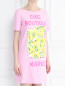 Платье-мини свободного кроя с принтом Moschino Boutique  –  МодельВерхНиз